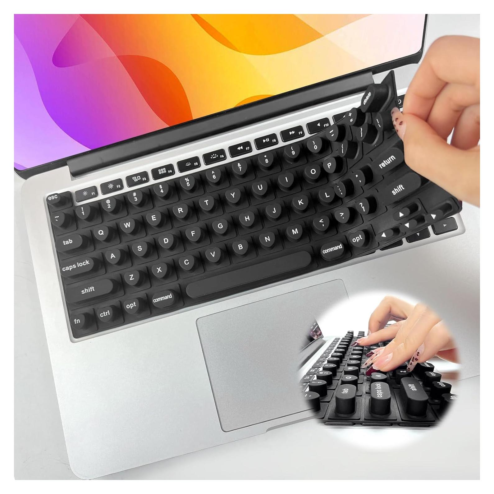 Cubierta de Teclado de Silicona Sibosen para Uñas Largas - Negro