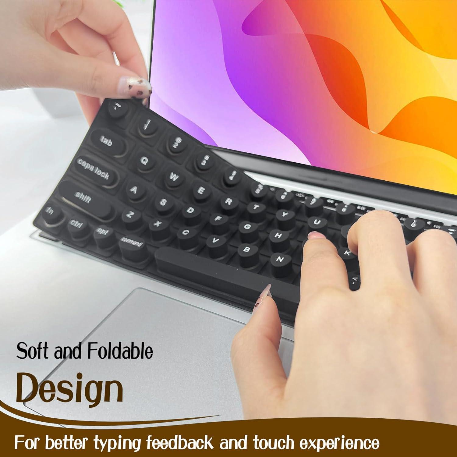 Cubierta de Teclado de Silicona Sibosen para Uñas Largas - Negro