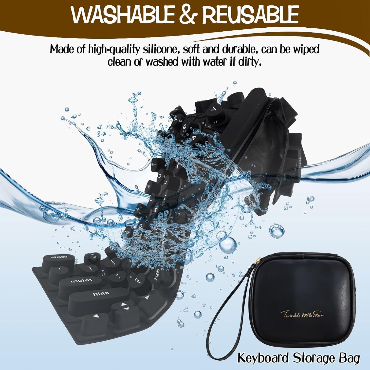 Cubierta de Teclado de Silicona Sibosen para Uñas Largas - Negro