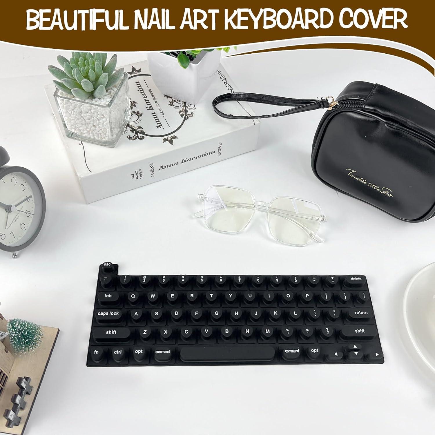 Cubierta de Teclado de Silicona Sibosen para Uñas Largas - Negro