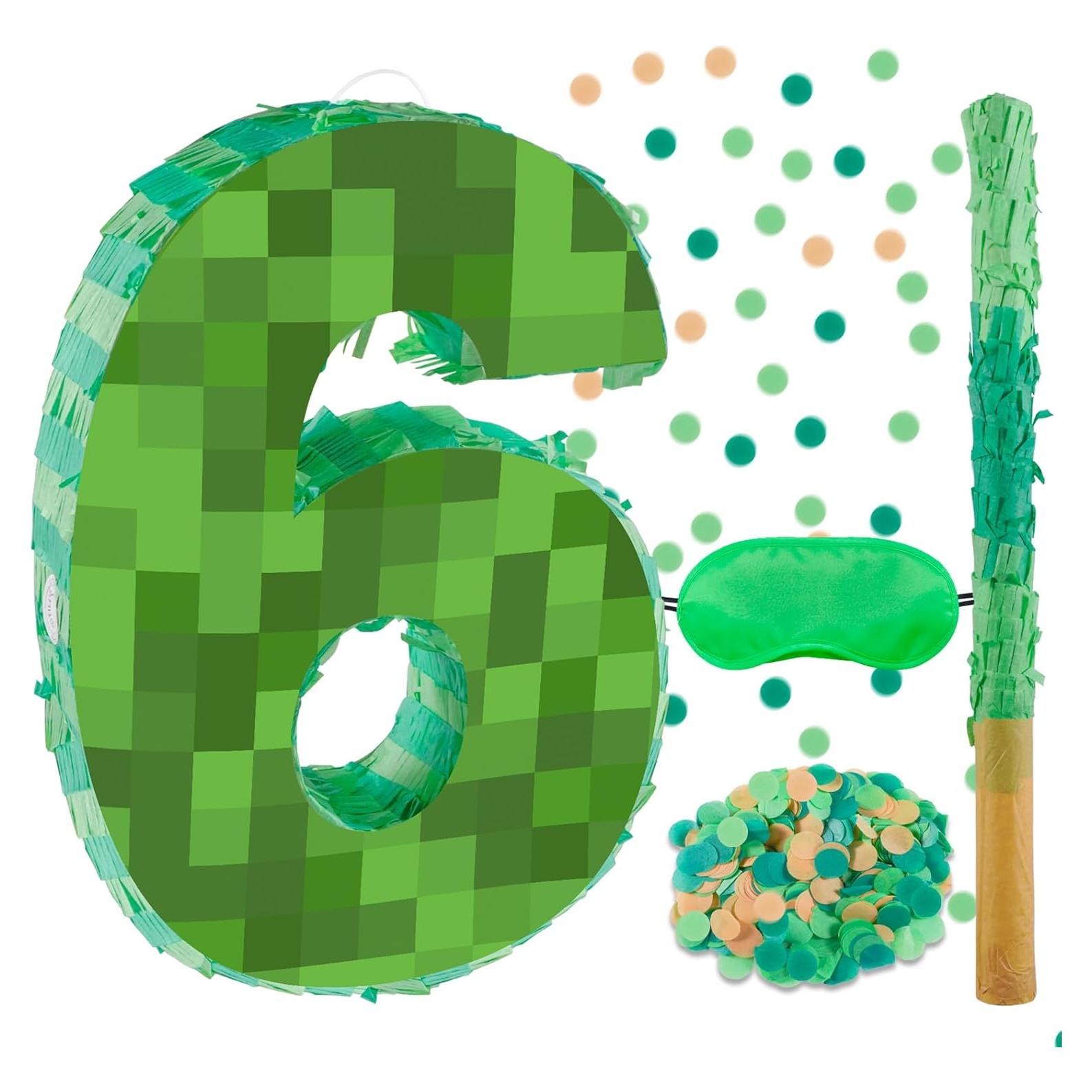 Piñata Número 6 FUSTARKY 40.6 cm con Bastón y Confeti