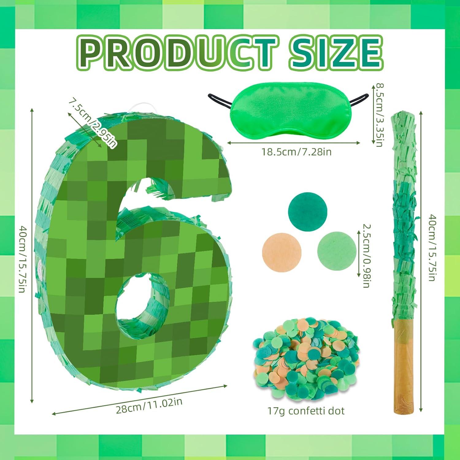 Piñata Número 6 FUSTARKY 40.6 cm con Bastón y Confeti