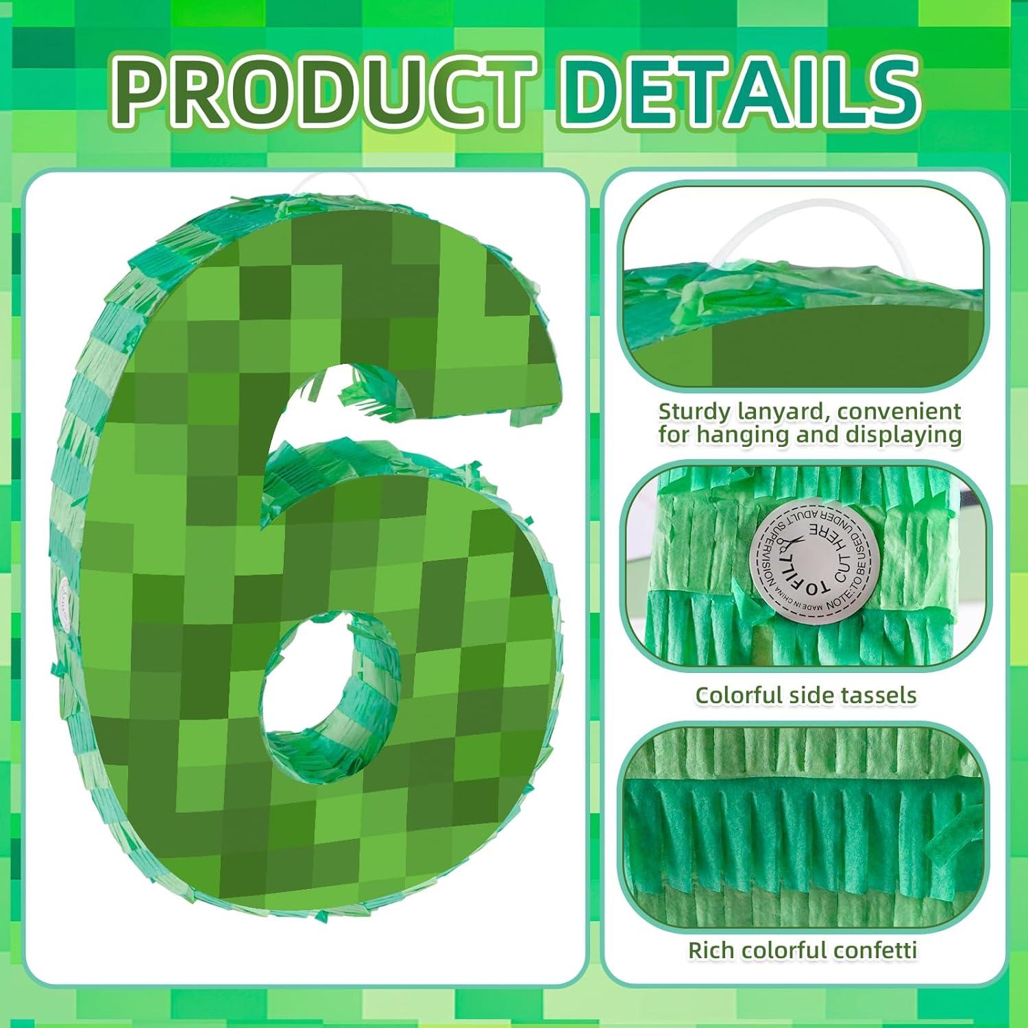 Piñata Número 6 FUSTARKY 40.6 cm con Bastón y Confeti