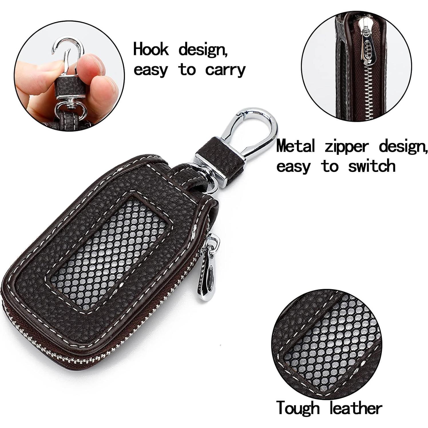 Funda de Llave de Coche de Cuero Syihah - 2 Piezas Marrón