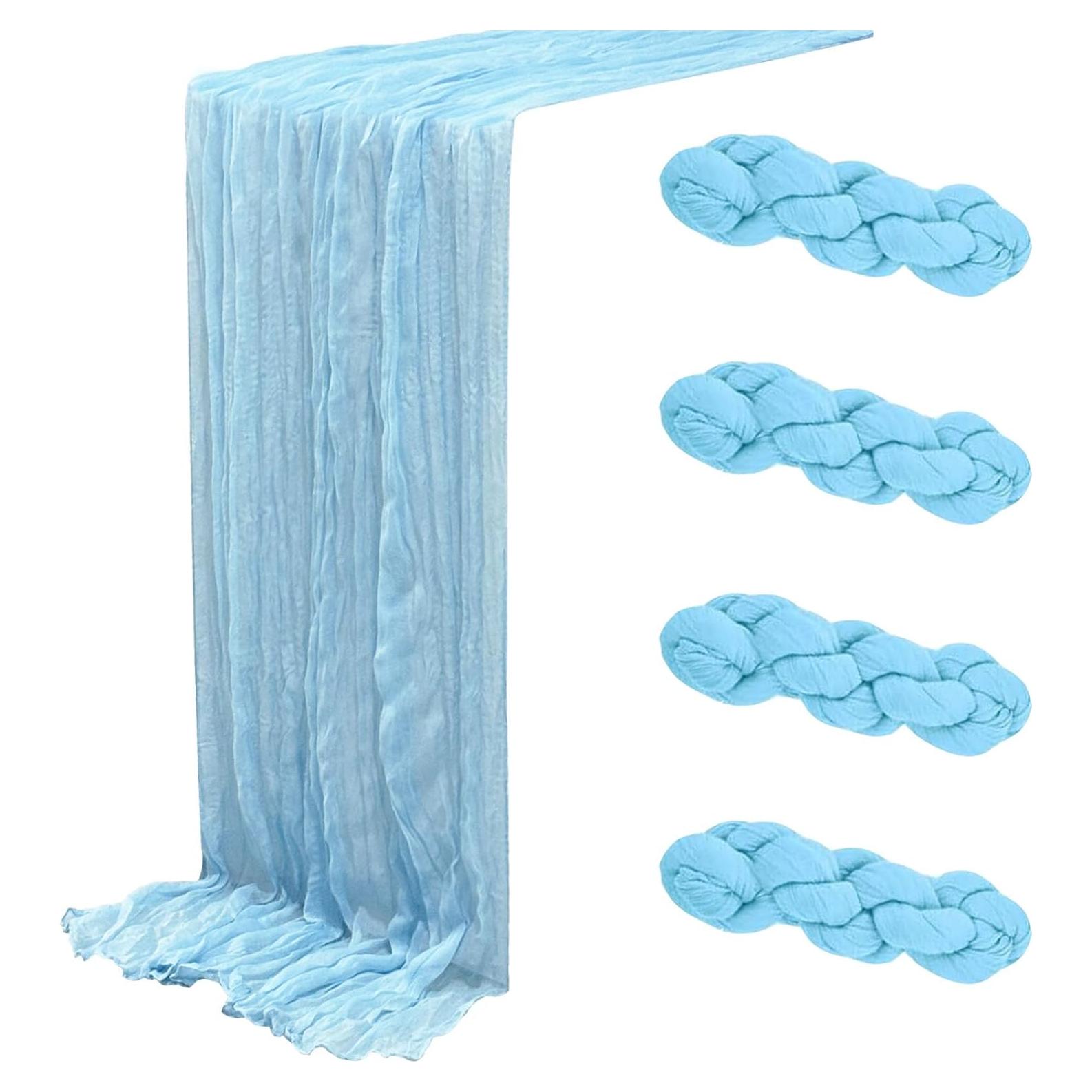Camino de Mesa de Gasa Azul Claro - 4 Piezas 300cm