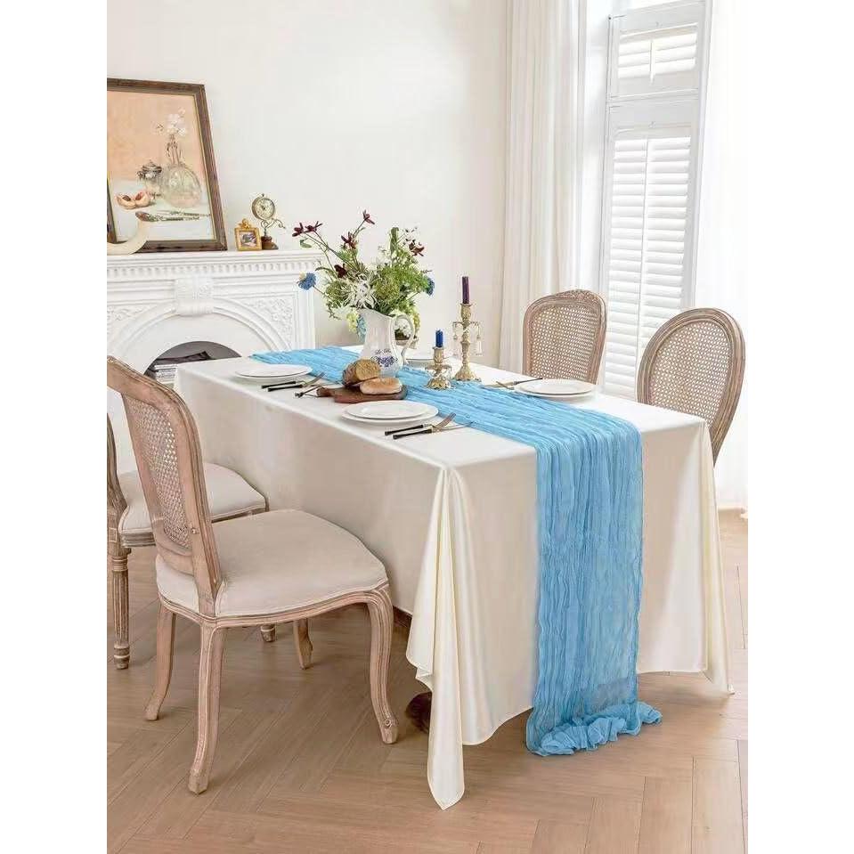 Camino de Mesa de Gasa Azul Claro - 4 Piezas 300cm