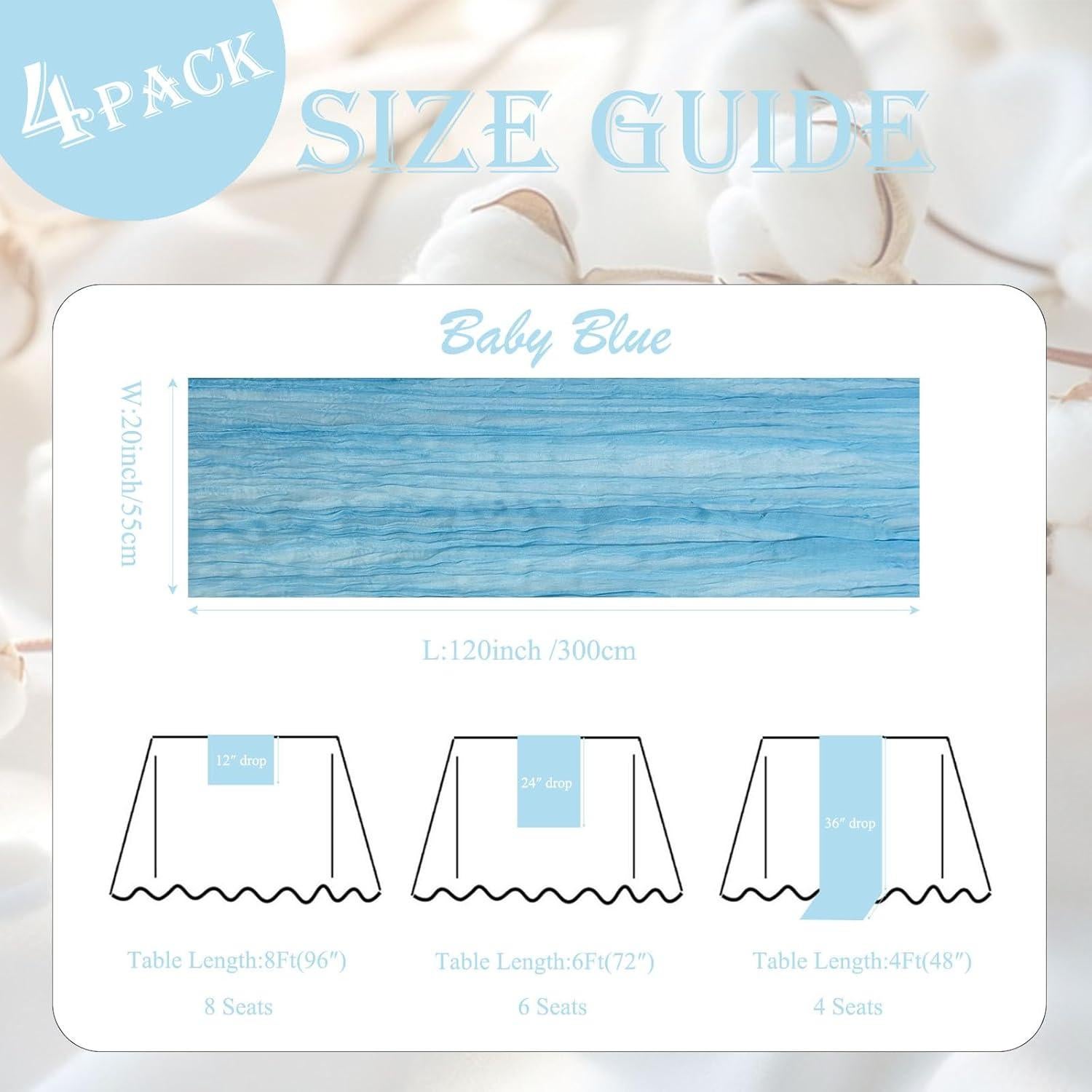 Camino de Mesa de Gasa Azul Claro - 4 Piezas 300cm