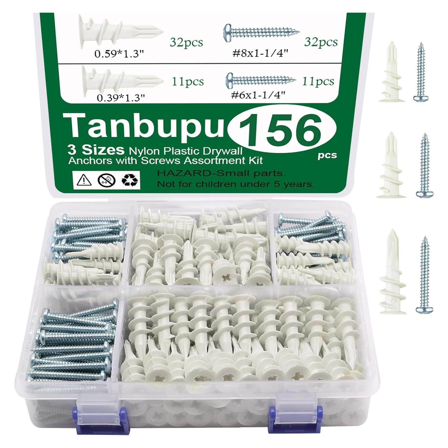 Kit de Anclajes y Tornillos para Paneles de Yeso Tanbupu 156PCS