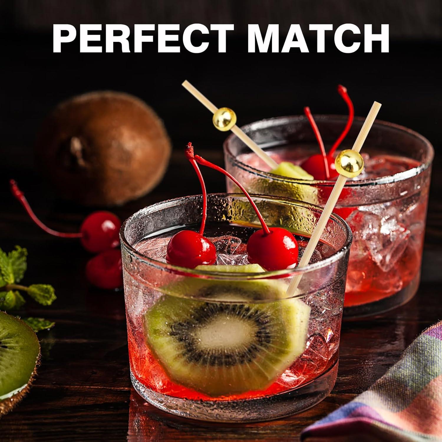 Palillos de cóctel de bambú THISONG 200PCS perla dorada