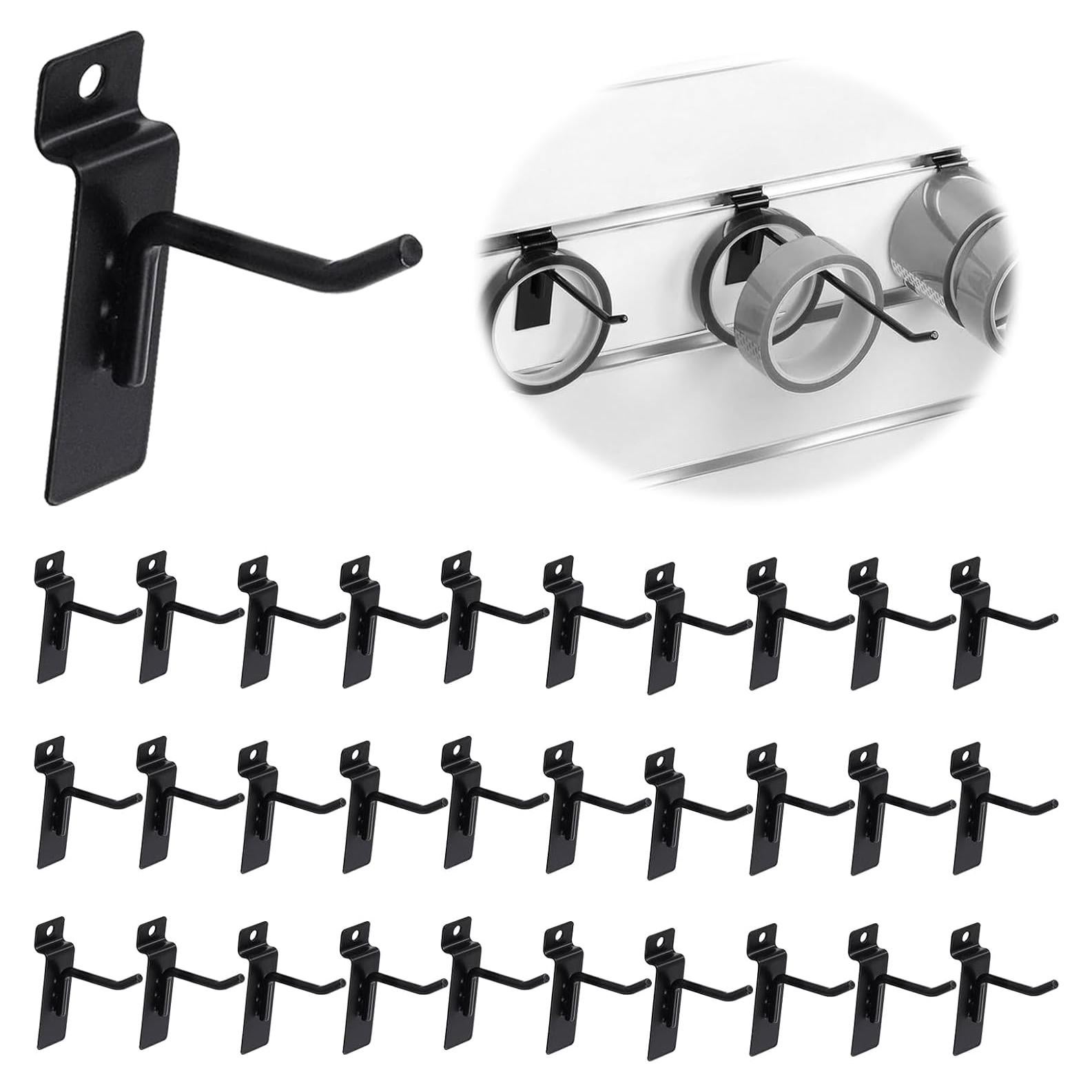 30 Ganchos Slatwall 5CM Yauhar Acero Inoxidable Negro