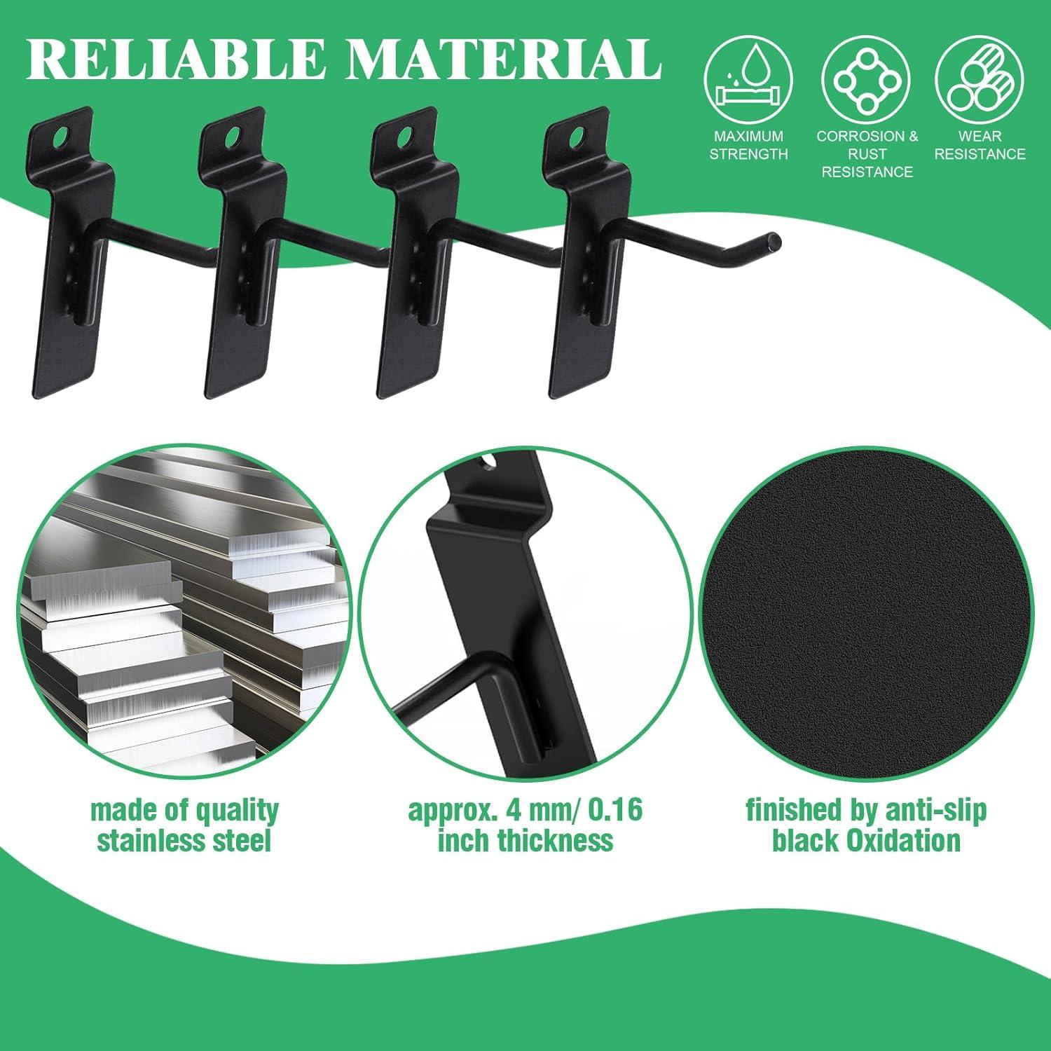 30 Ganchos Slatwall 5CM Yauhar Acero Inoxidable Negro