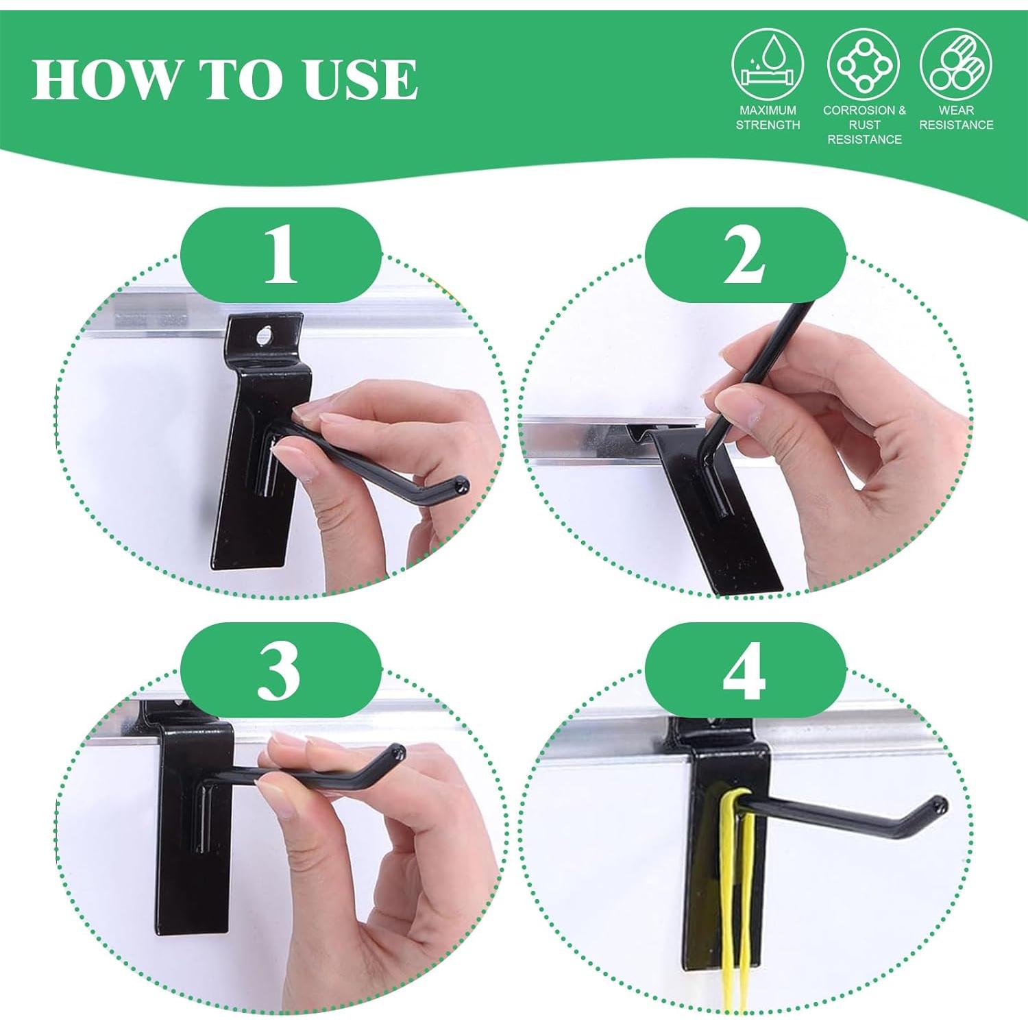 30 Ganchos Slatwall 5CM Yauhar Acero Inoxidable Negro