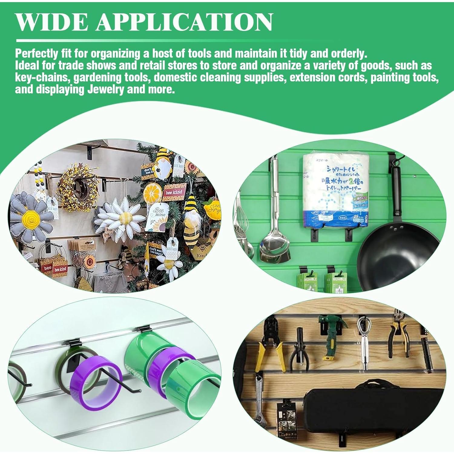 30 Ganchos Slatwall 5CM Yauhar Acero Inoxidable Negro