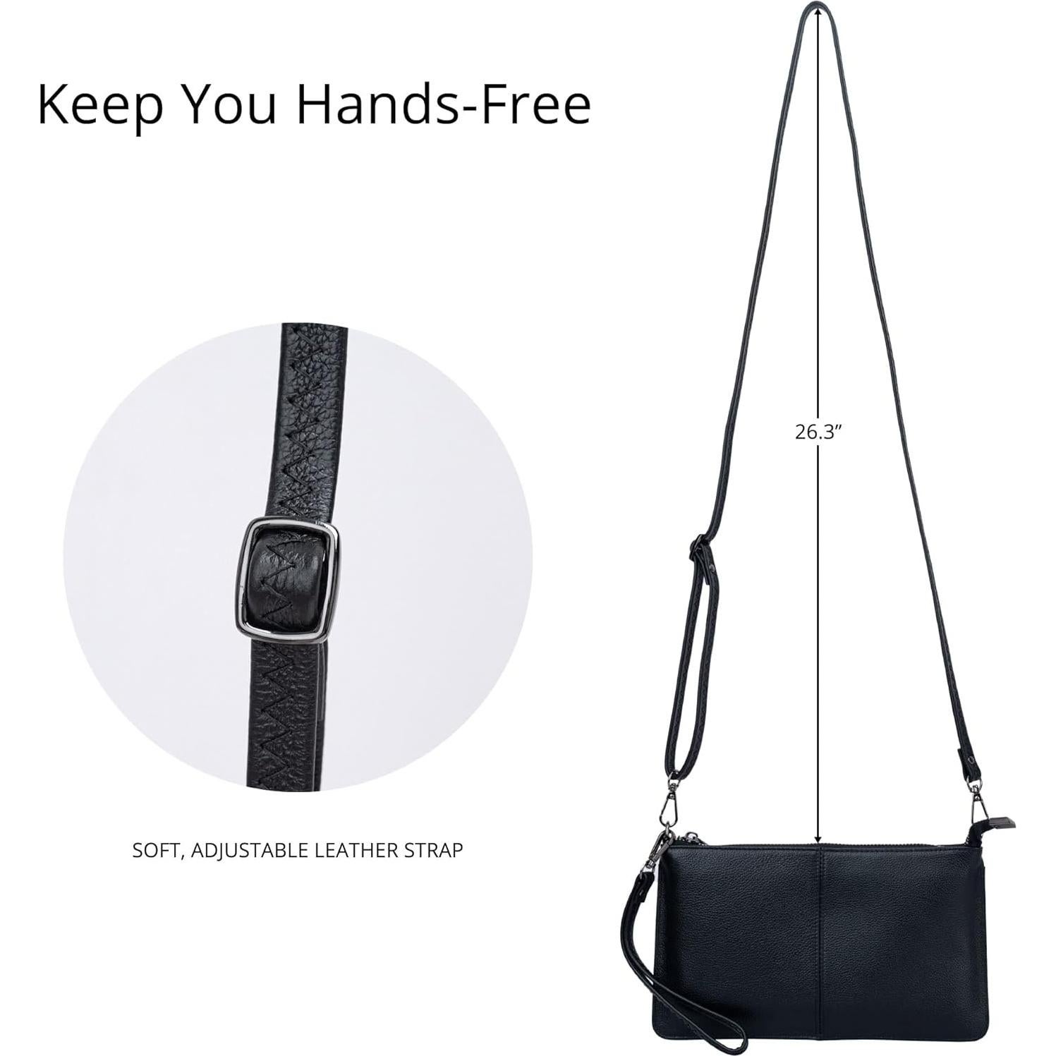 Cartera de Cuero Genuino Bveyzi para Mujeres - Clutch y Cruzado