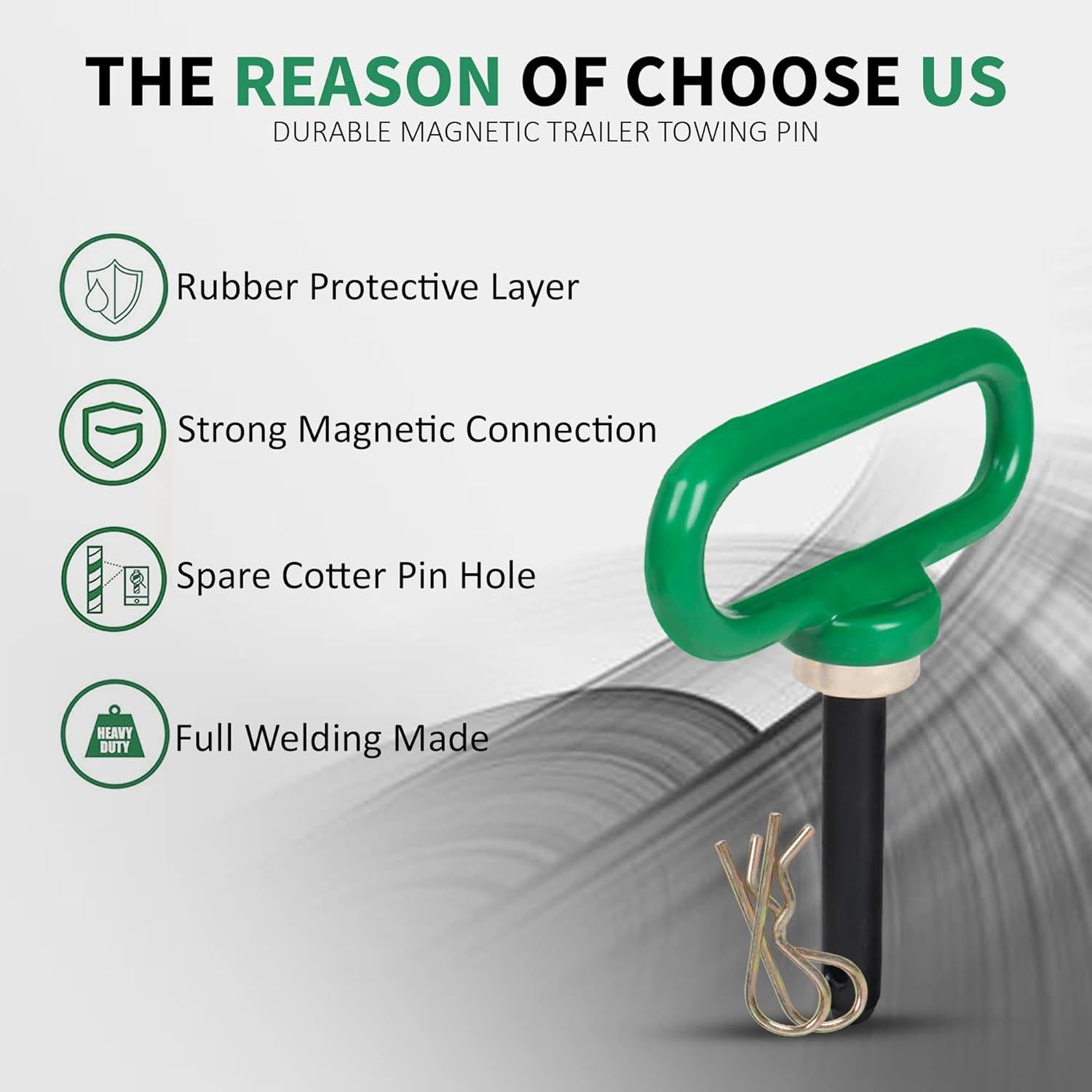 Pasador Magnético VIRTIONZ Verde 2 Paquetes para Remolque