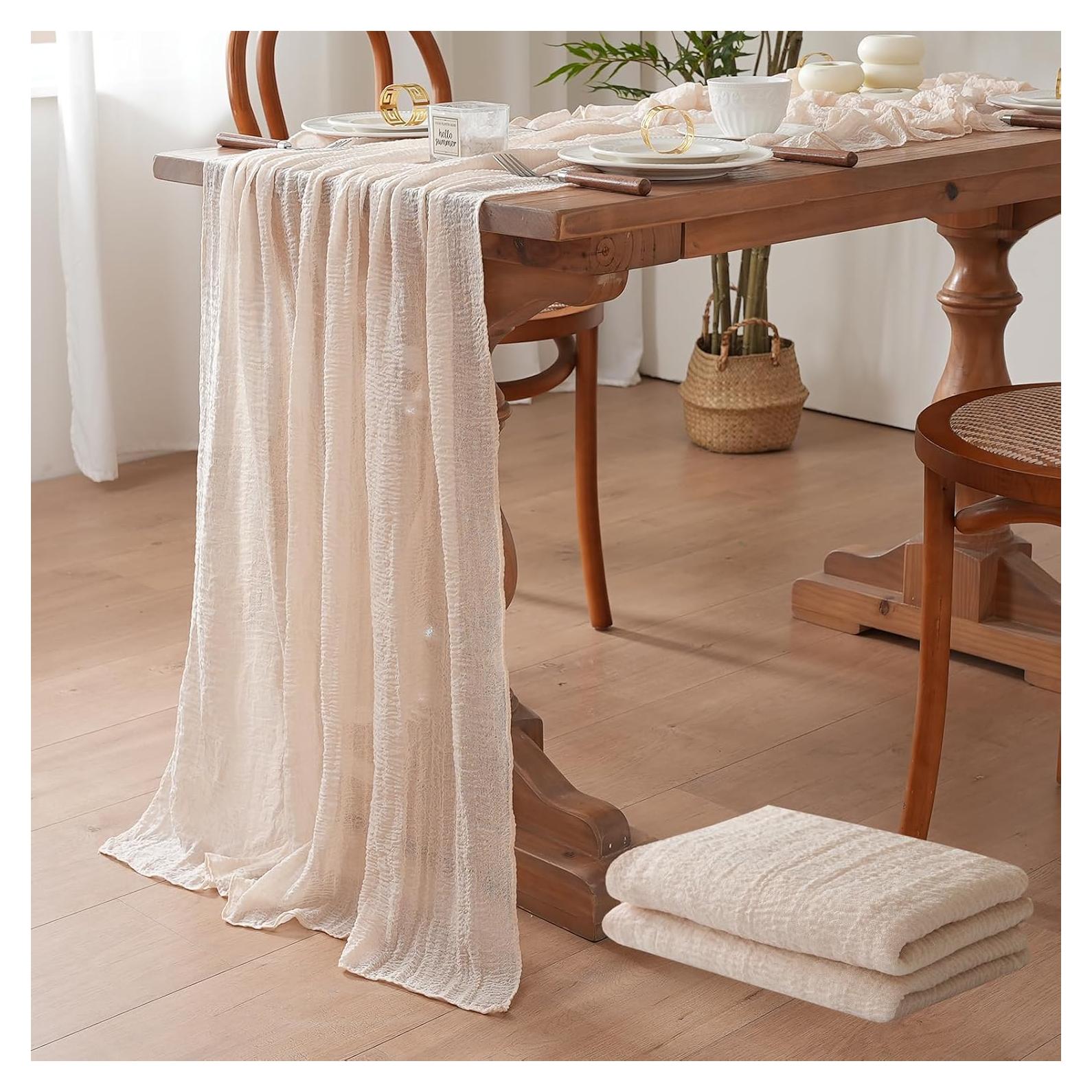 Cubre Mesa de Gasa RRBXIA Beige 10FT 2Pcs 120 Pulgadas