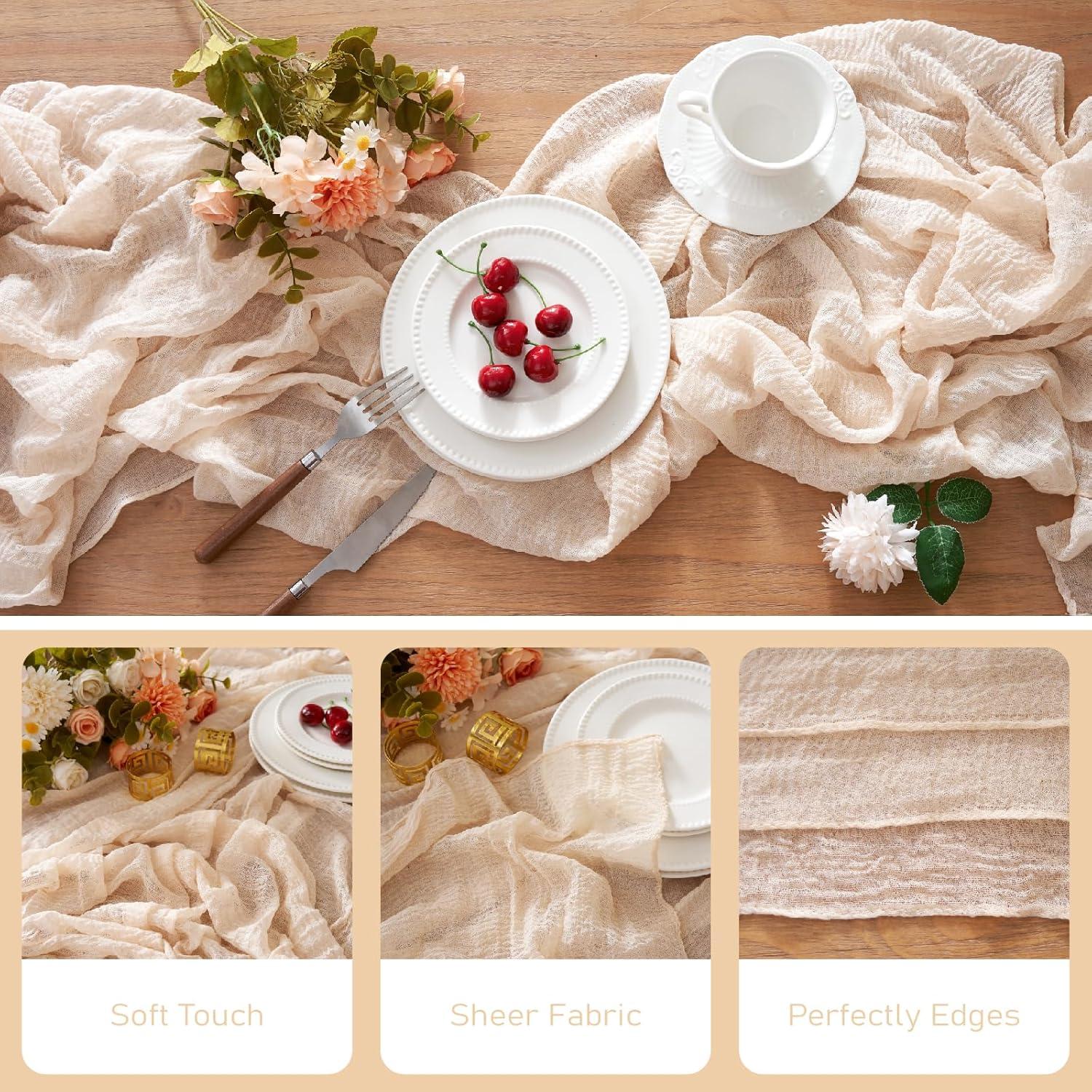 Cubre Mesa de Gasa RRBXIA Beige 10FT 2Pcs 120 Pulgadas