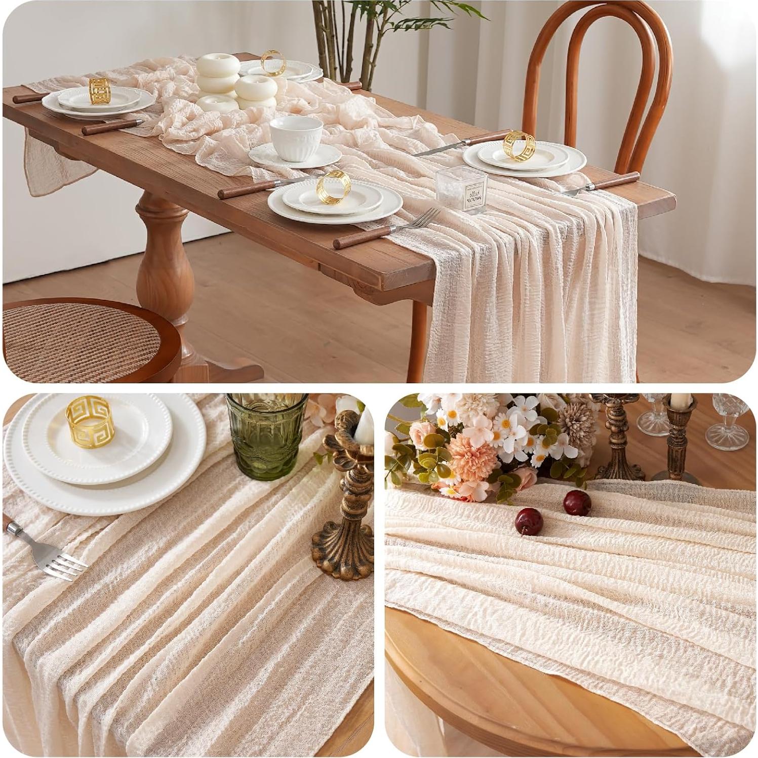 Cubre Mesa de Gasa RRBXIA Beige 10FT 2Pcs 120 Pulgadas