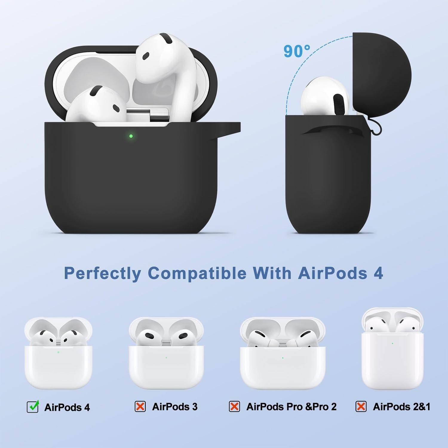 Funda de Silicona Meliya para AirPods 4ta Generación 2024 - Negro