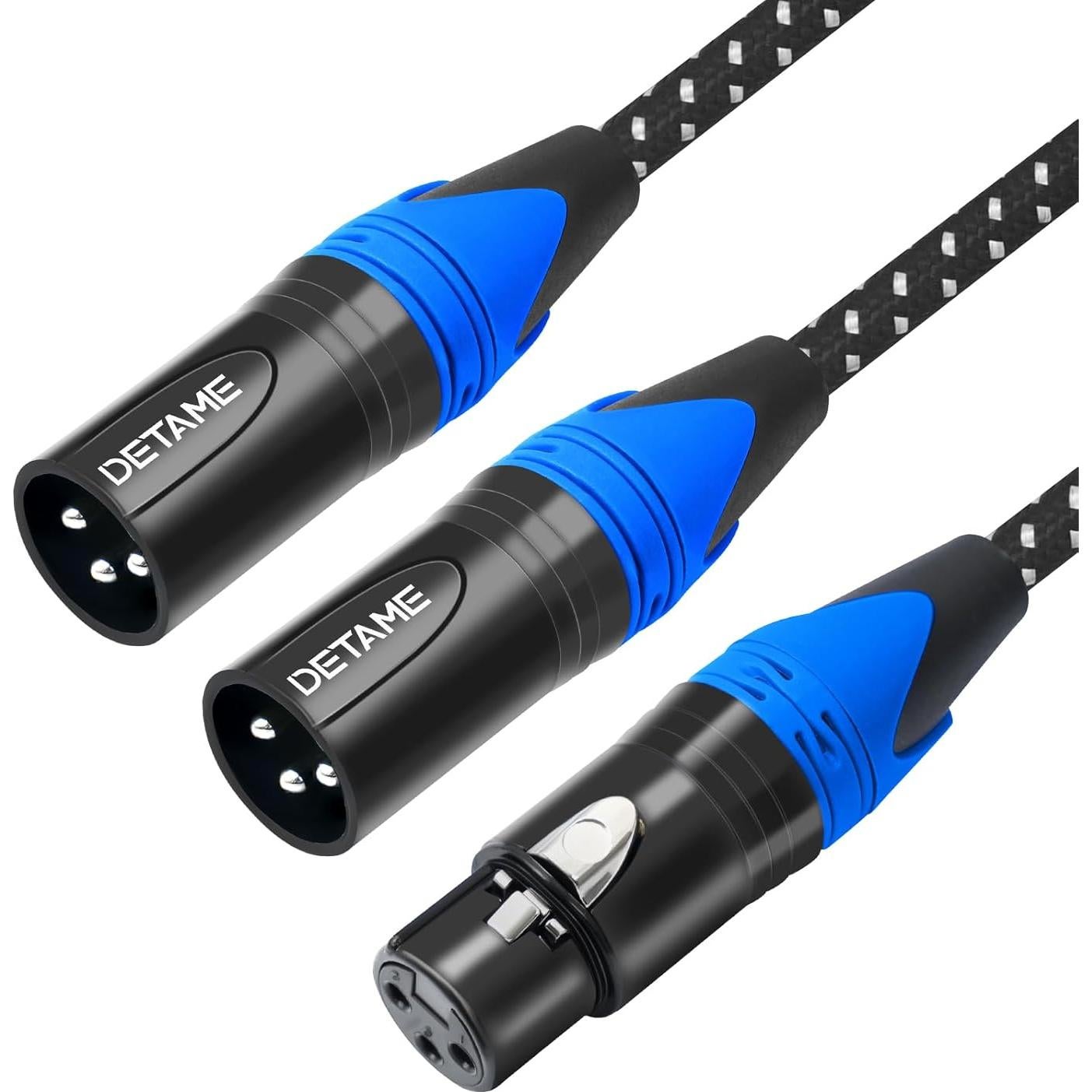 Cable divisor Y XLR hembra a 2 machos DETAME 0.61m