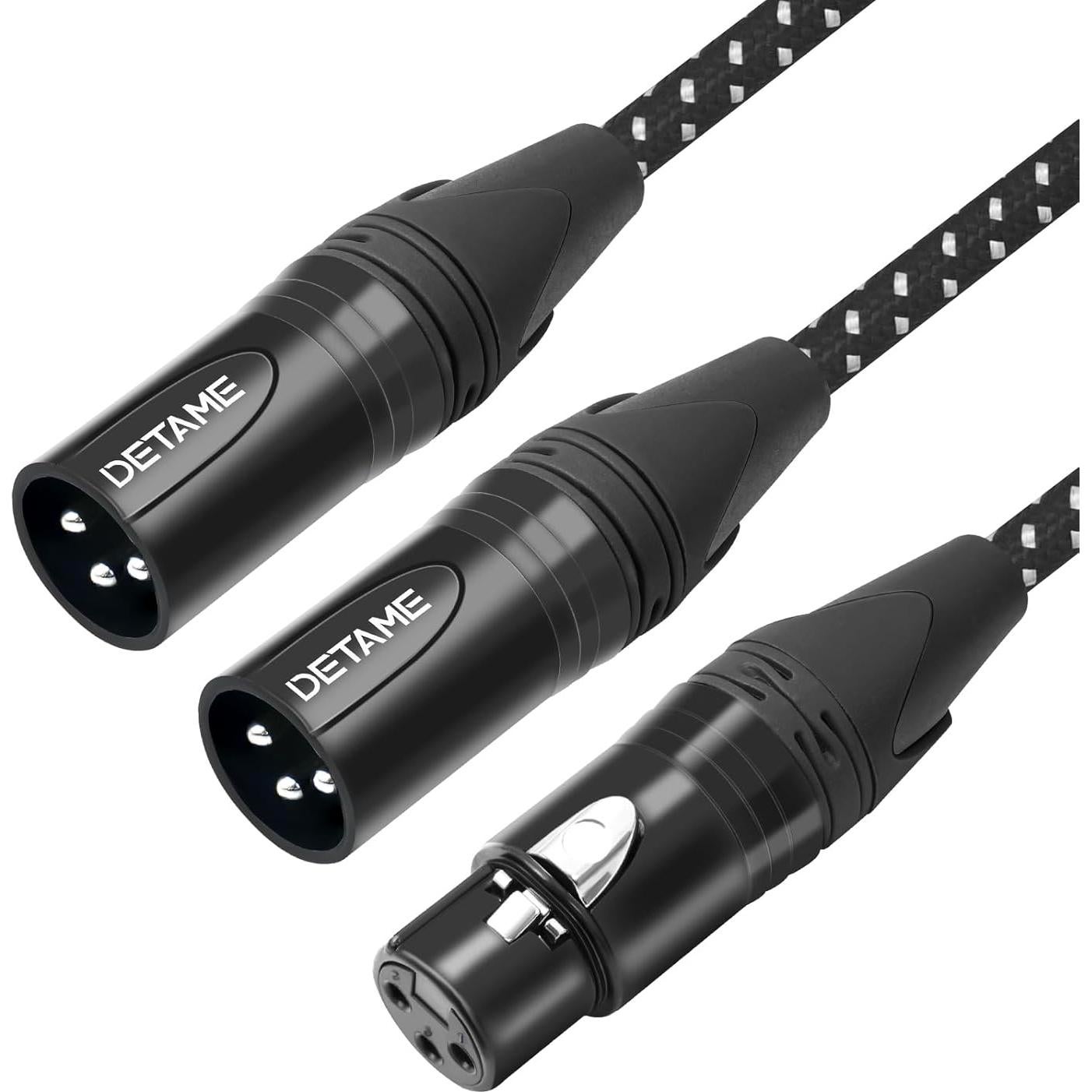 Cable divisor Y XLR hembra a 2 machos DETAME 0.61m