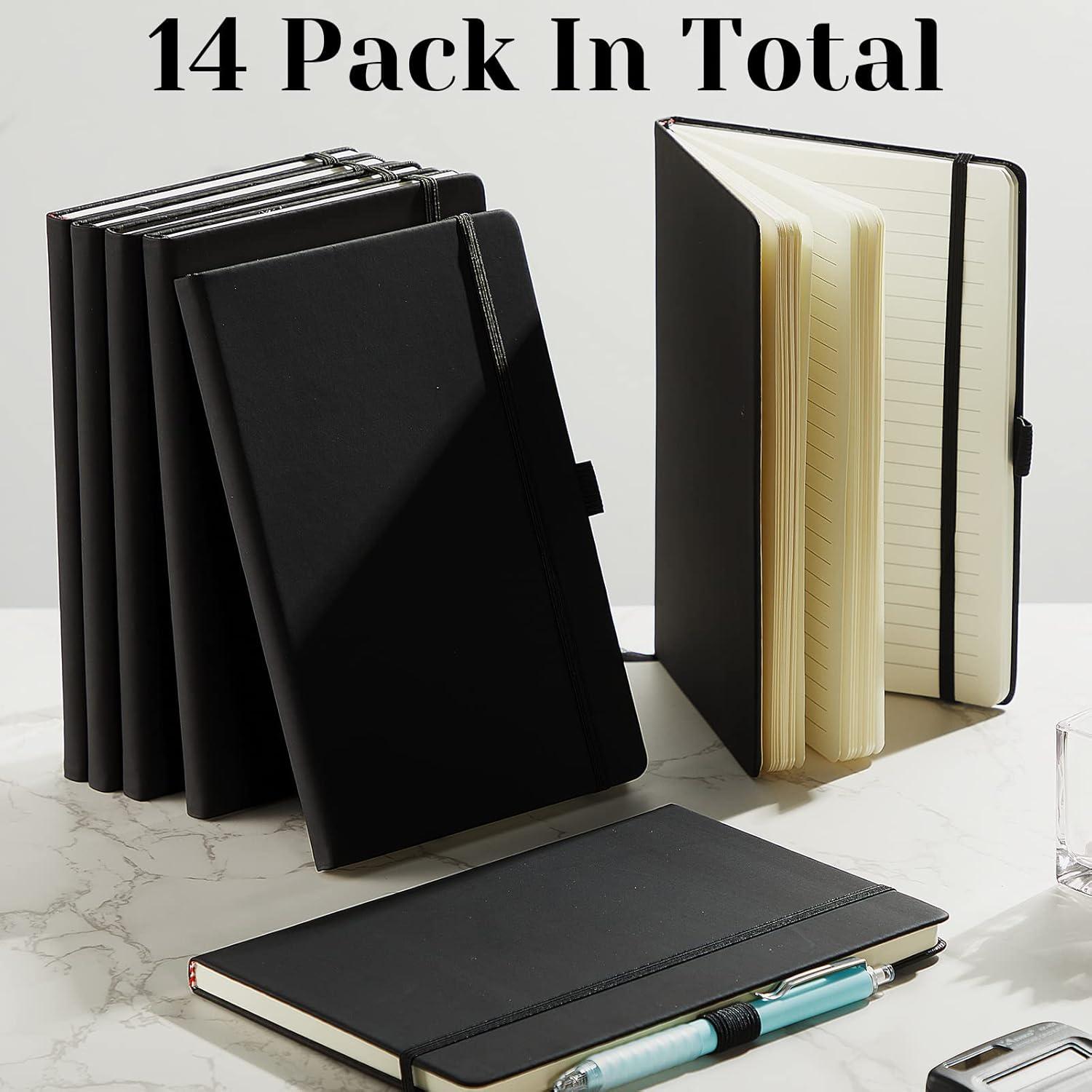 Paquete de 14 Cuadernos A5 Laumoi Tapa Dura Negro