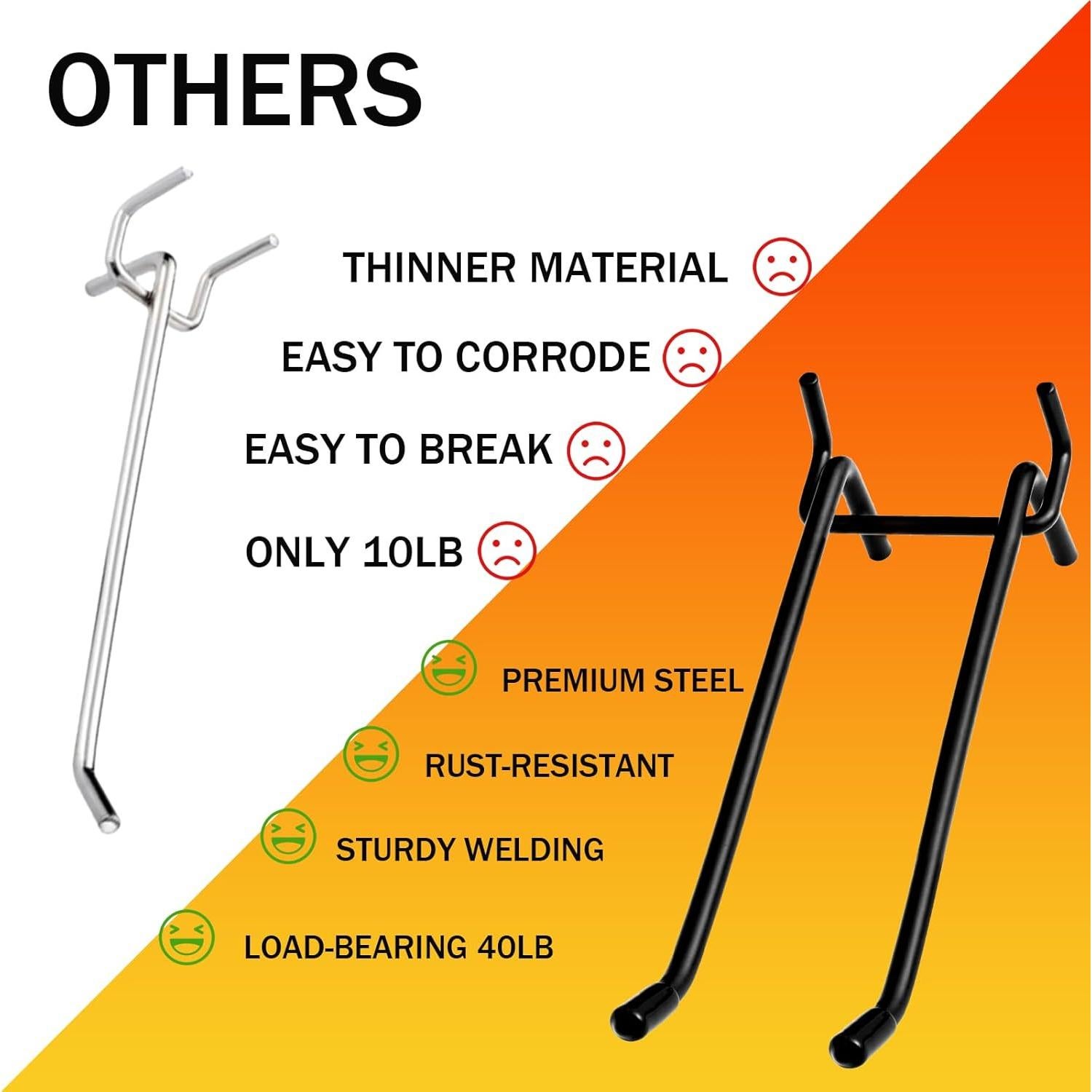 Ganchos de Doble Brazo Dualshine 4/6 Pulgadas Negro - 20 Pcs