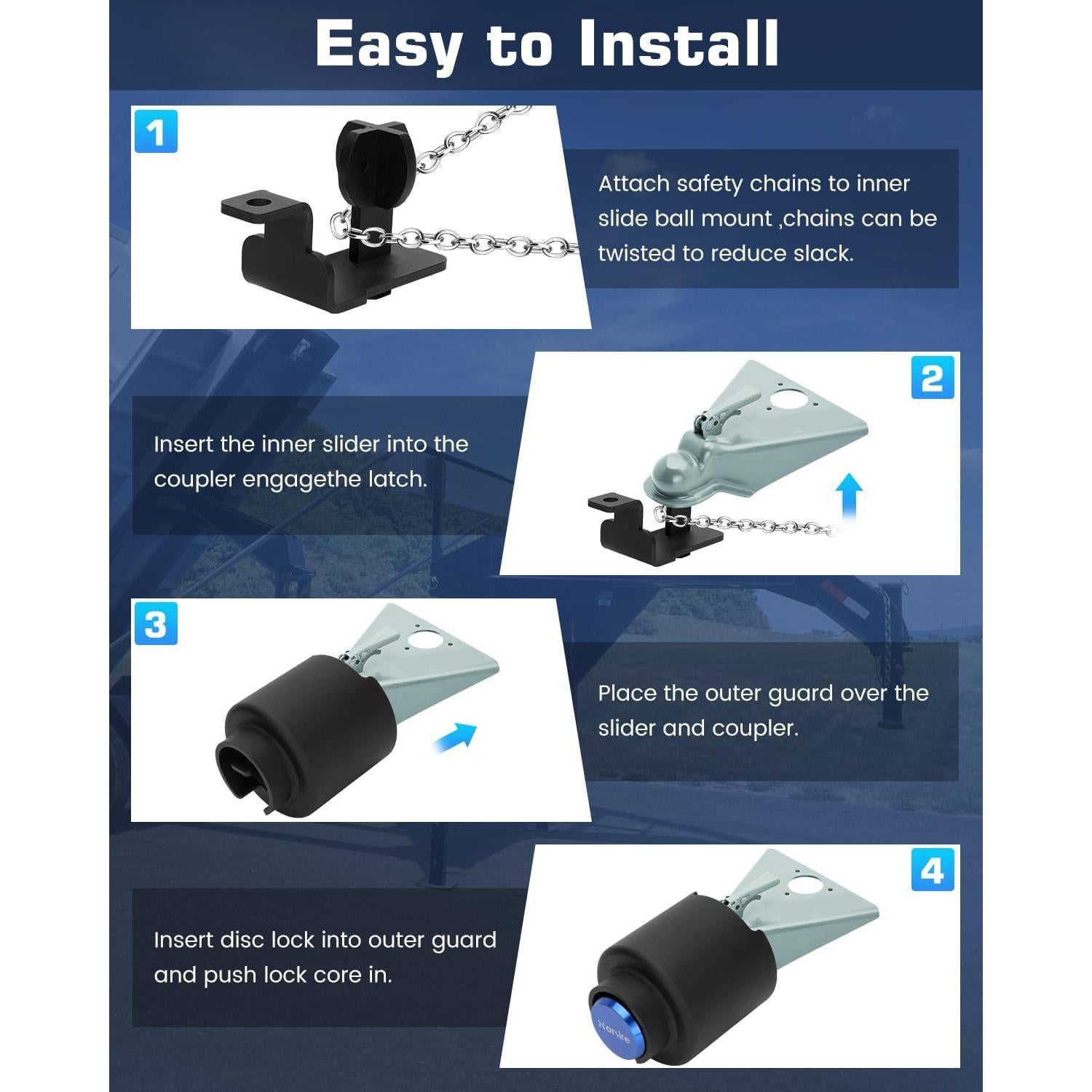 Cerradura de Remolque Harsire 2 5/16" Antirrobo Acero