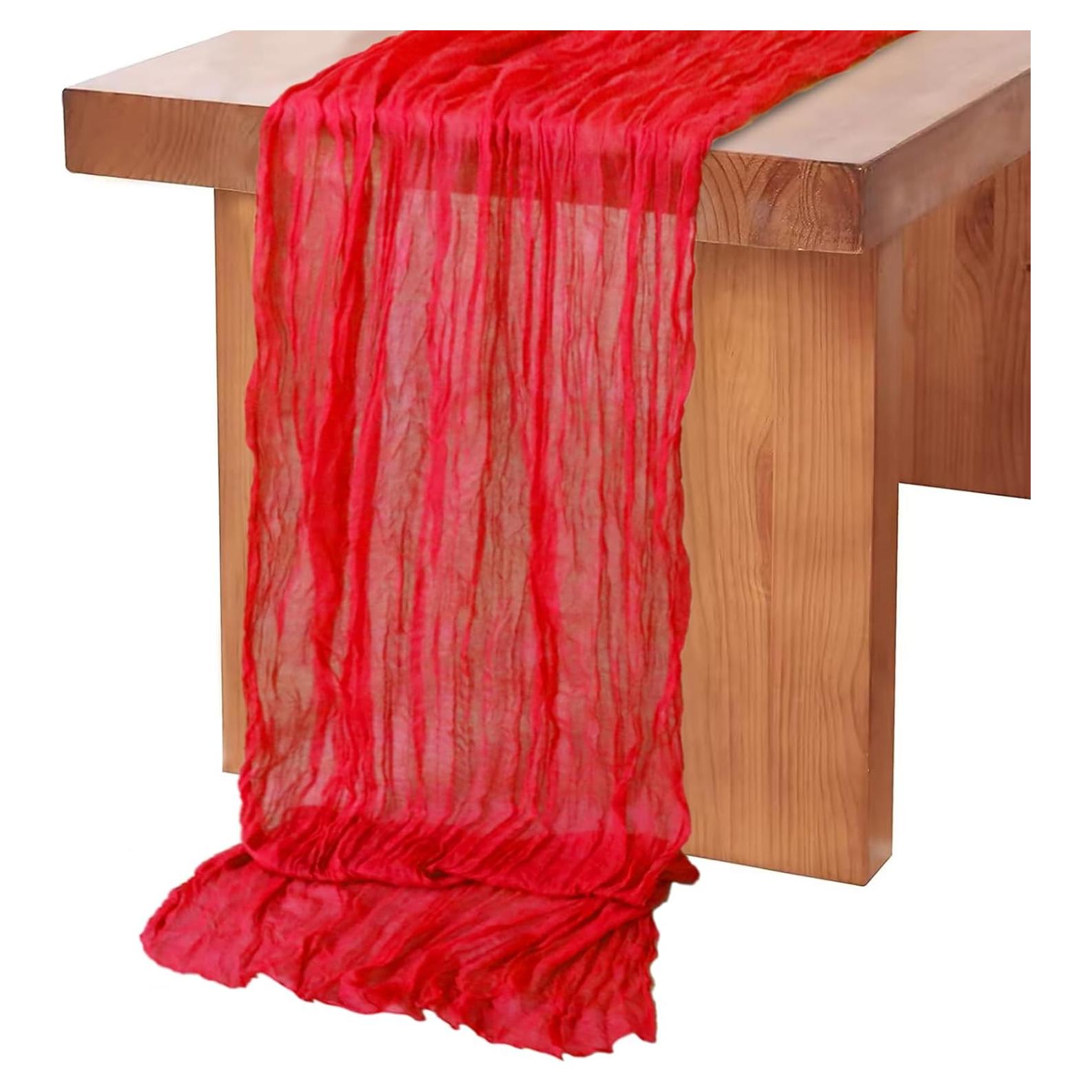 Corredor de Mesa de Gasa Roja MODFUNS 35" x 10FT - Boda y Fiesta