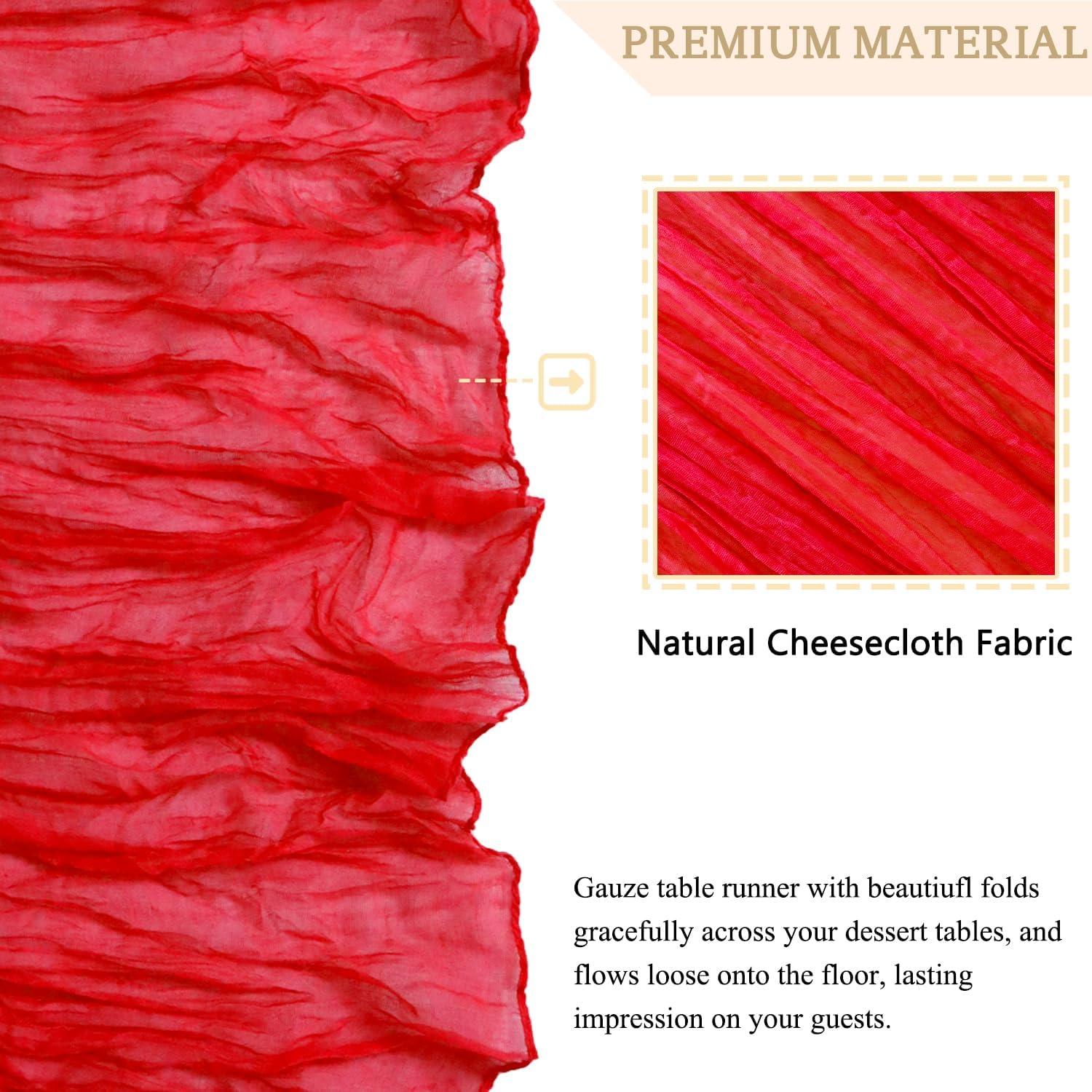 Corredor de Mesa de Gasa Roja MODFUNS 35" x 10FT - Boda y Fiesta