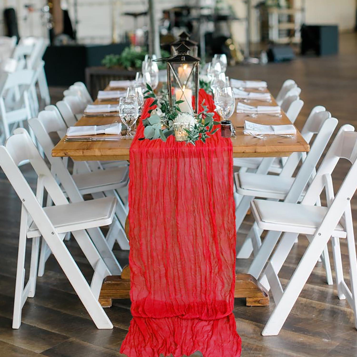 Corredor de Mesa de Gasa Roja MODFUNS 35" x 10FT - Boda y Fiesta
