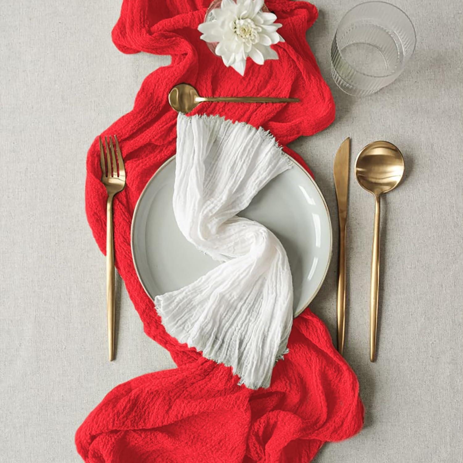 Corredor de Mesa de Gasa Roja MODFUNS 35" x 10FT - Boda y Fiesta
