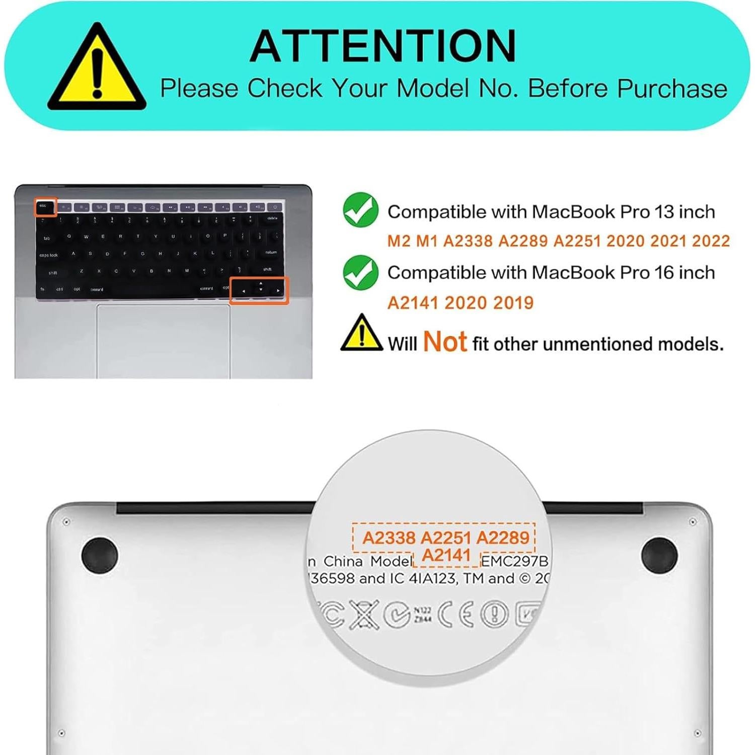 Cubierta de Teclado WANTHER para Uñas Largas MacBook Pro 13" 2020-2023