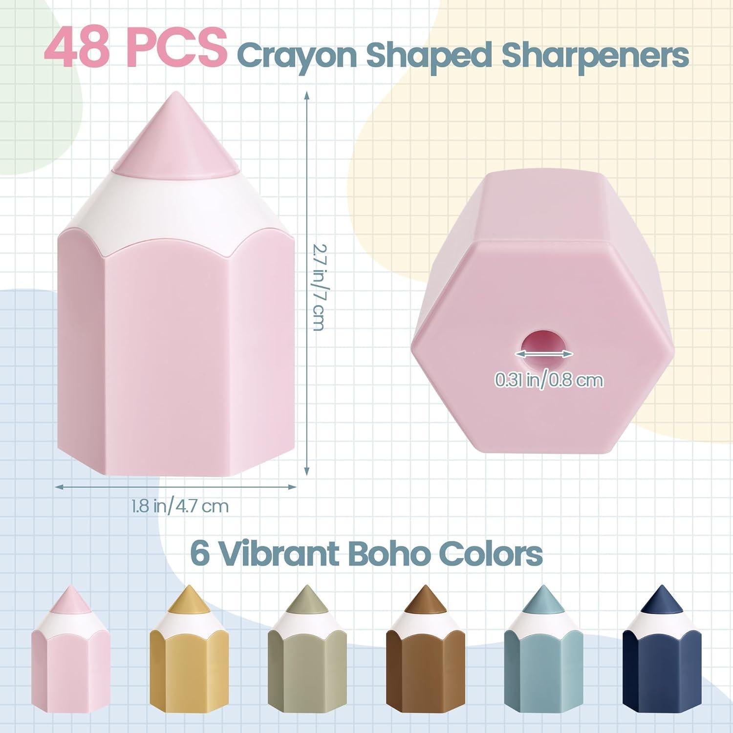 48 Sacapuntas Crayón Aodaer Colores Boho Manuales Portátiles