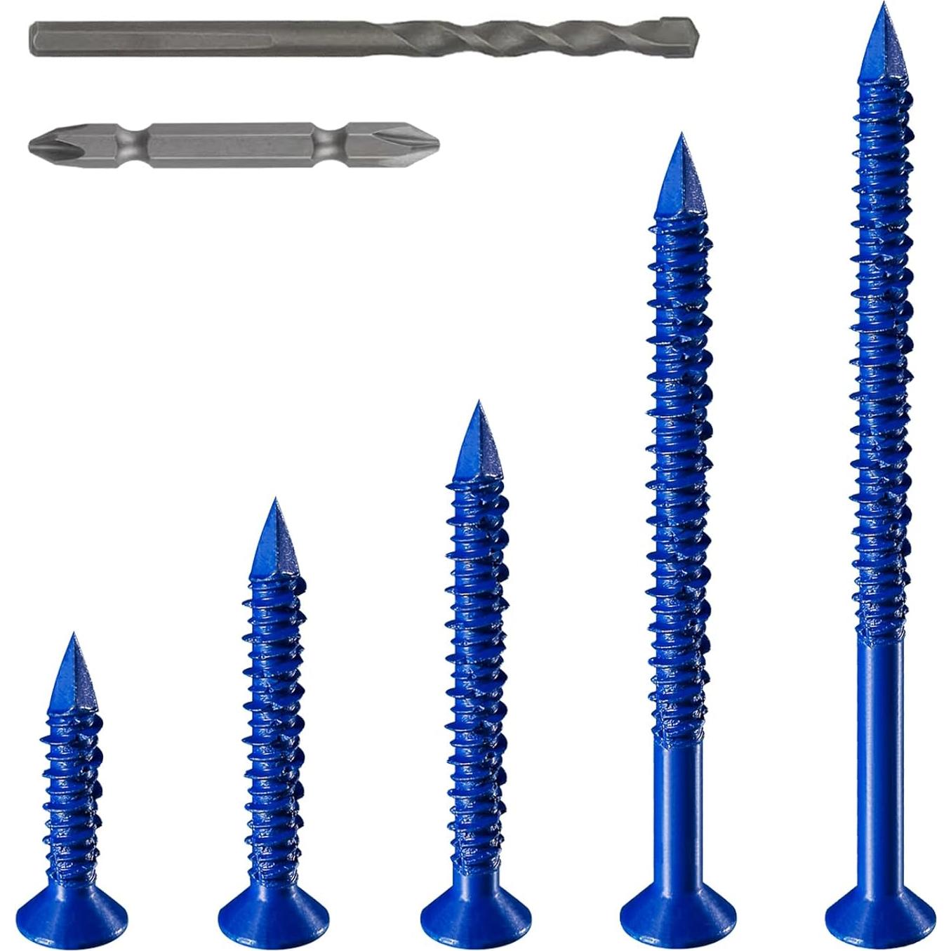 Kit de Tornillos de Concreto Wensilon 49 Pcs 1/4" Azul