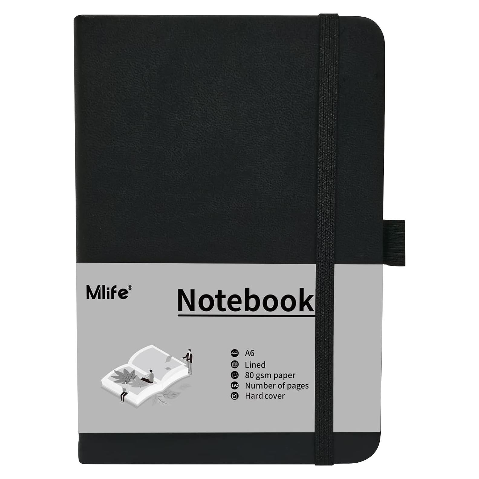 Cuaderno A6 Mlife Tapa Dura Rayado 192 Páginas Negro