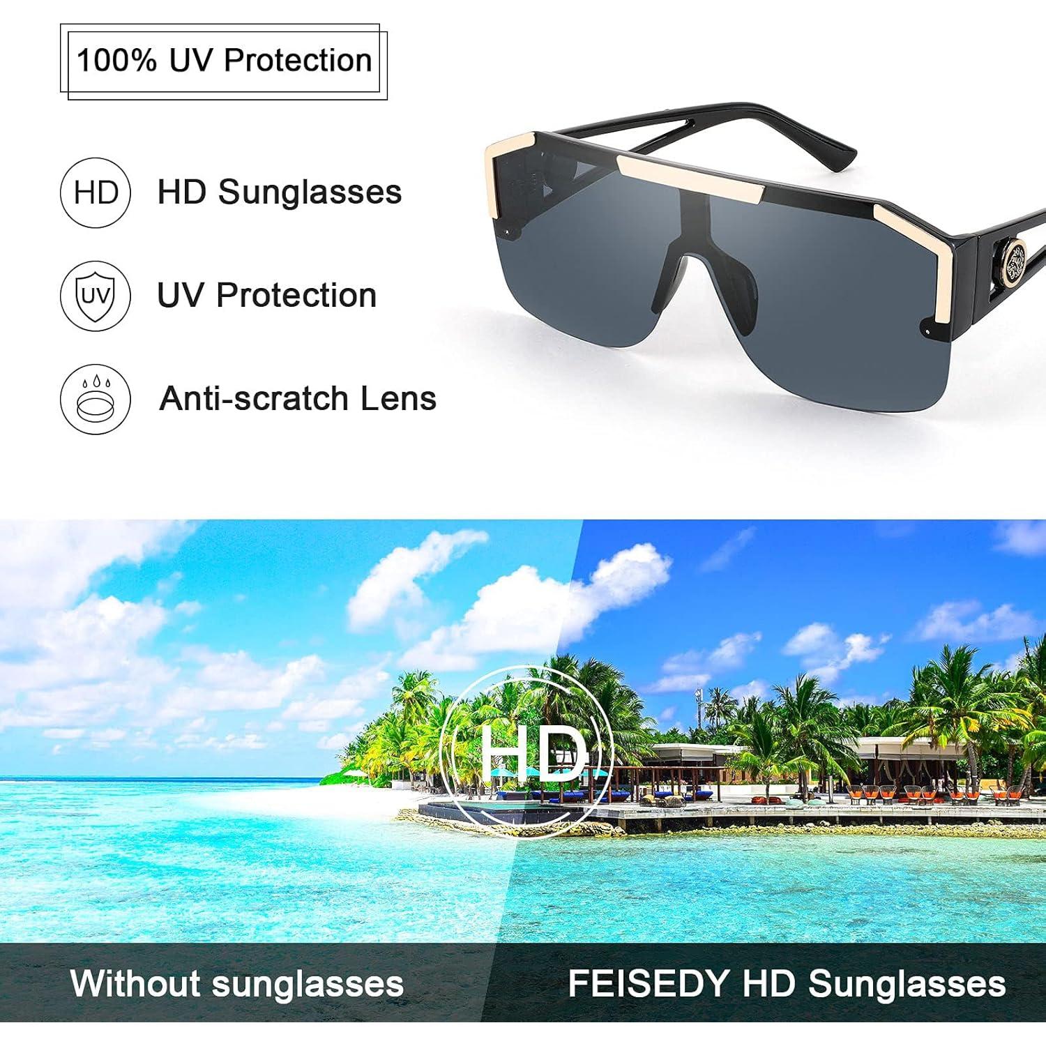 Gafas de sol FEISEDY UV400 cuadradas para hombres y mujeres
