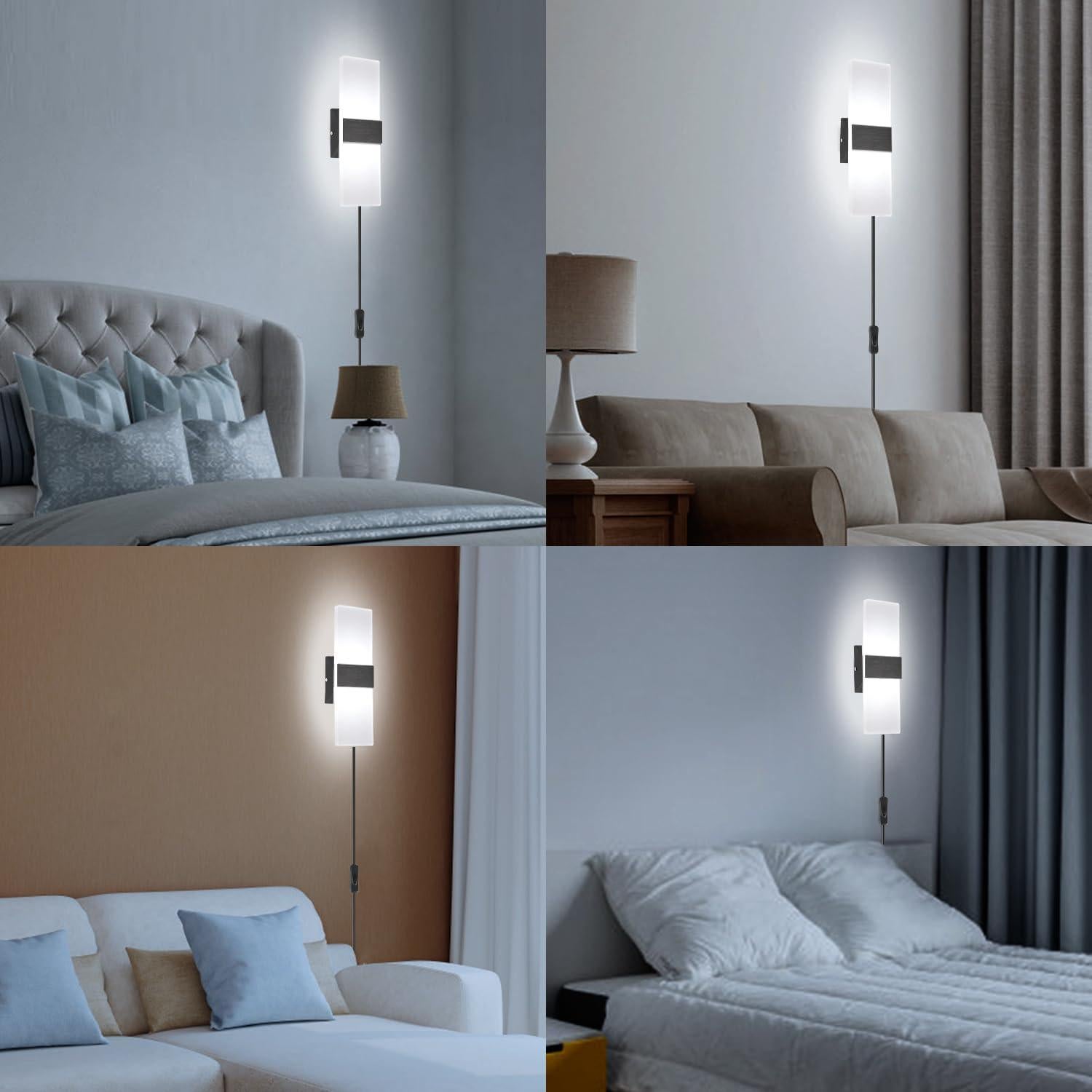 Aplique de Pared LED TRLIFE 12W 6000K Negro con Enchufe