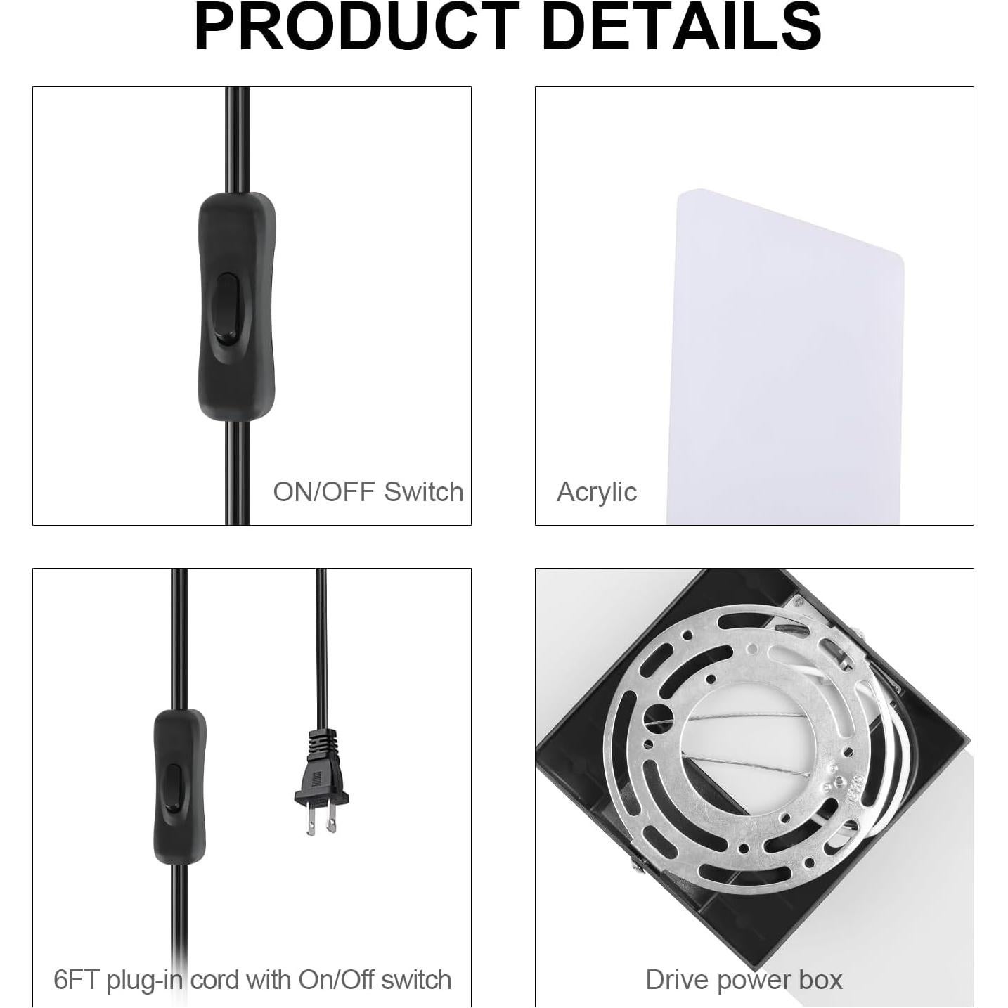 Aplique de Pared LED TRLIFE 12W 6000K Negro con Enchufe