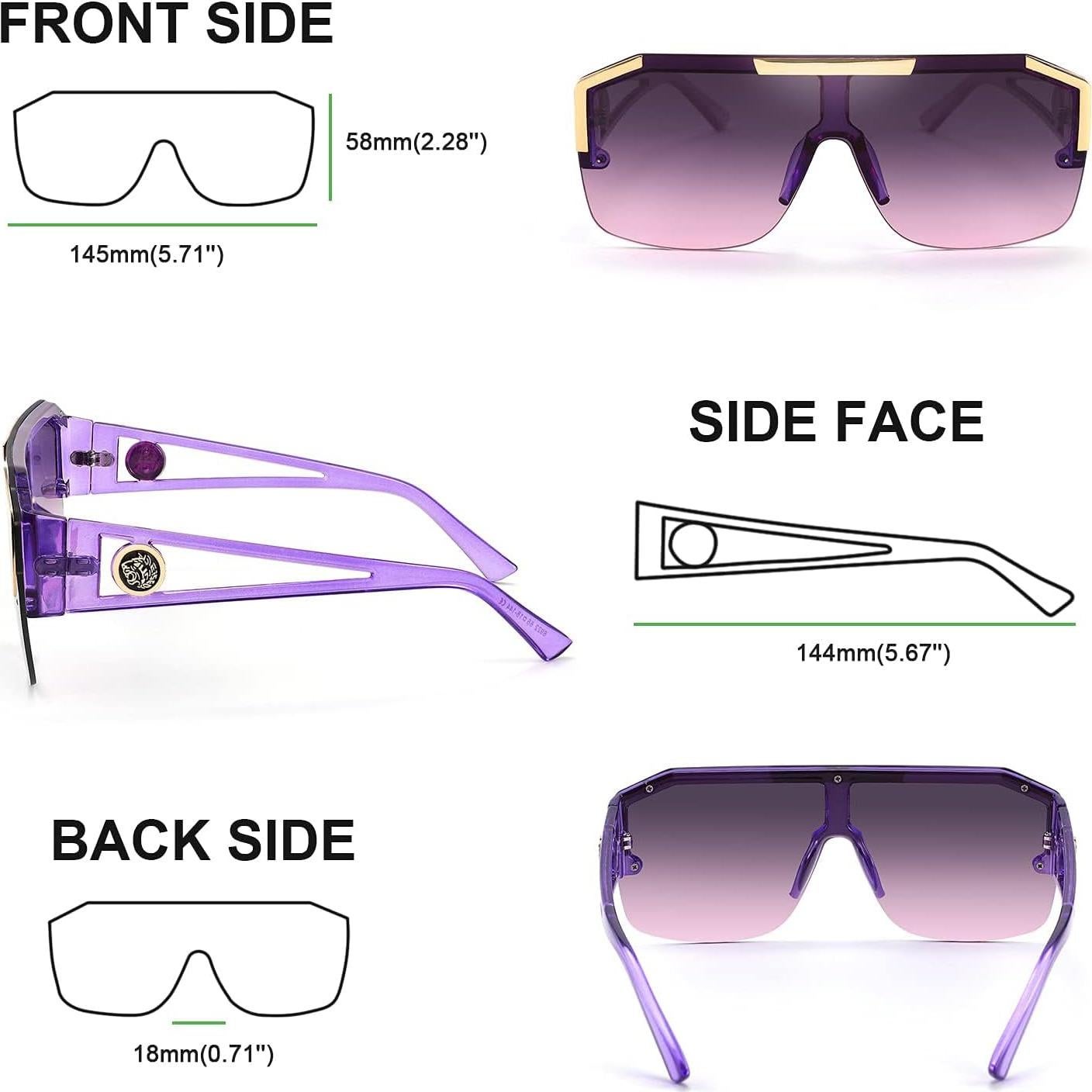 Gafas de Sol FEISEDY Cuadradas UV400 Violeta Cristal