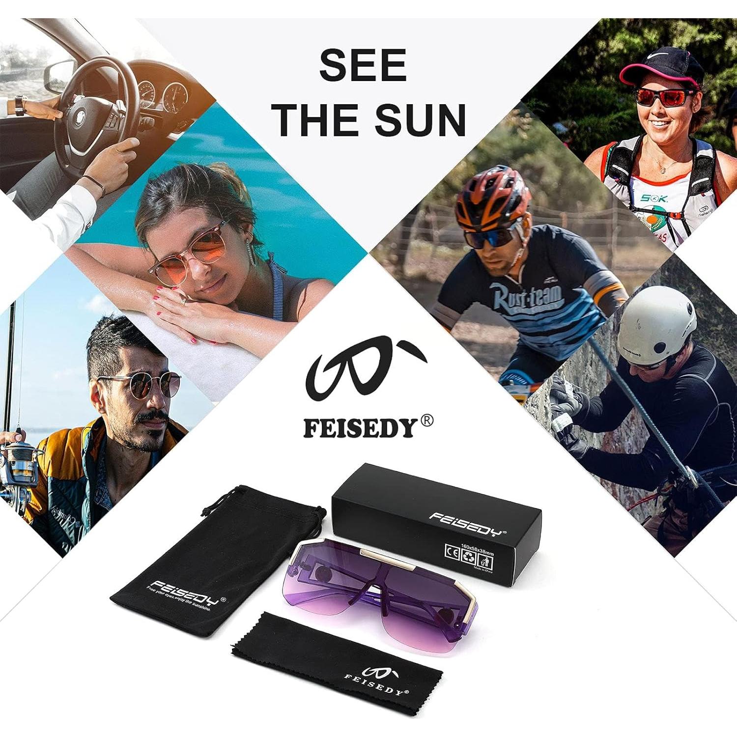 Gafas de Sol FEISEDY Cuadradas UV400 Violeta Cristal