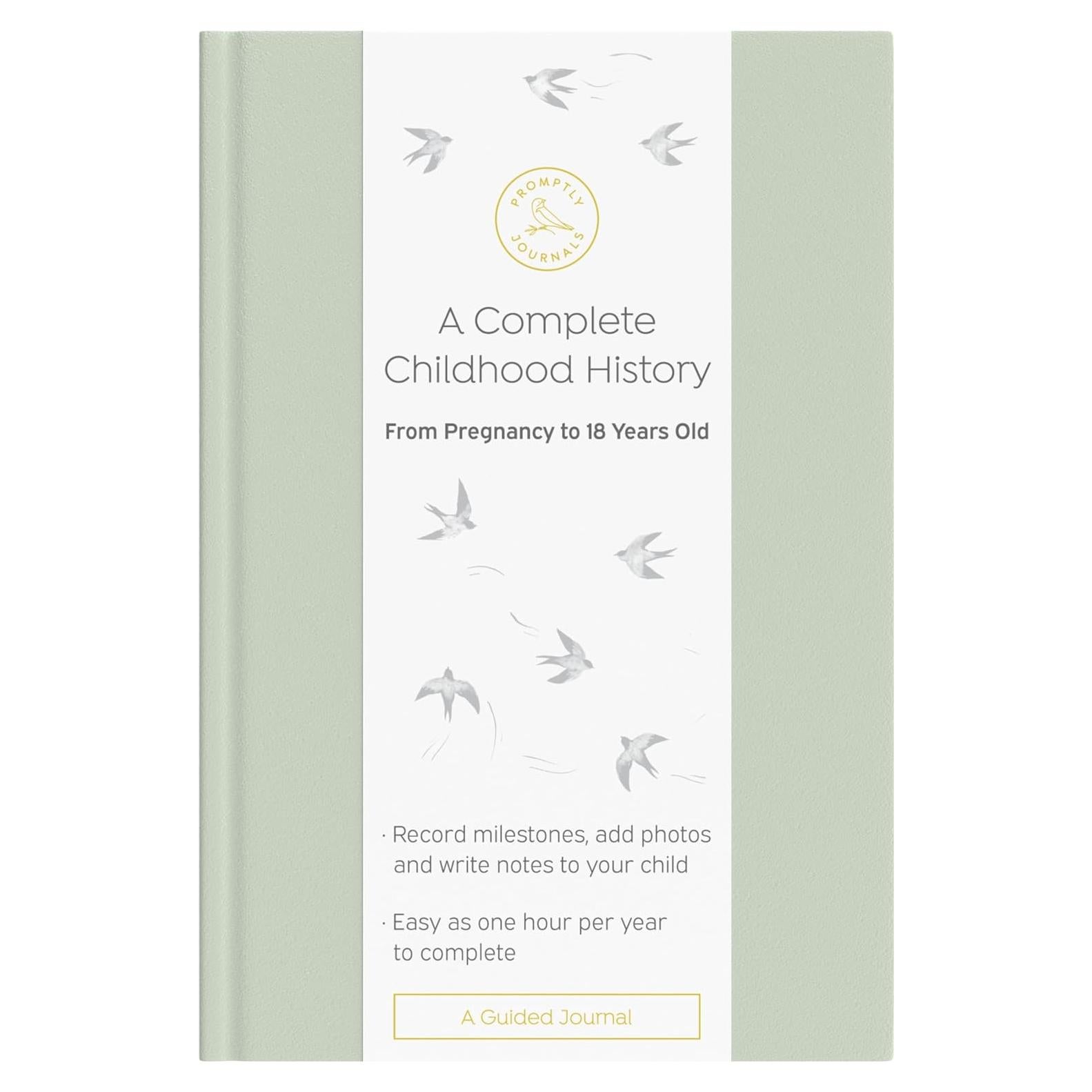 Diario de Embarazo y Recuerdos de Infancia Diarios Promptly - Verde Aloe, Cuero Sintético