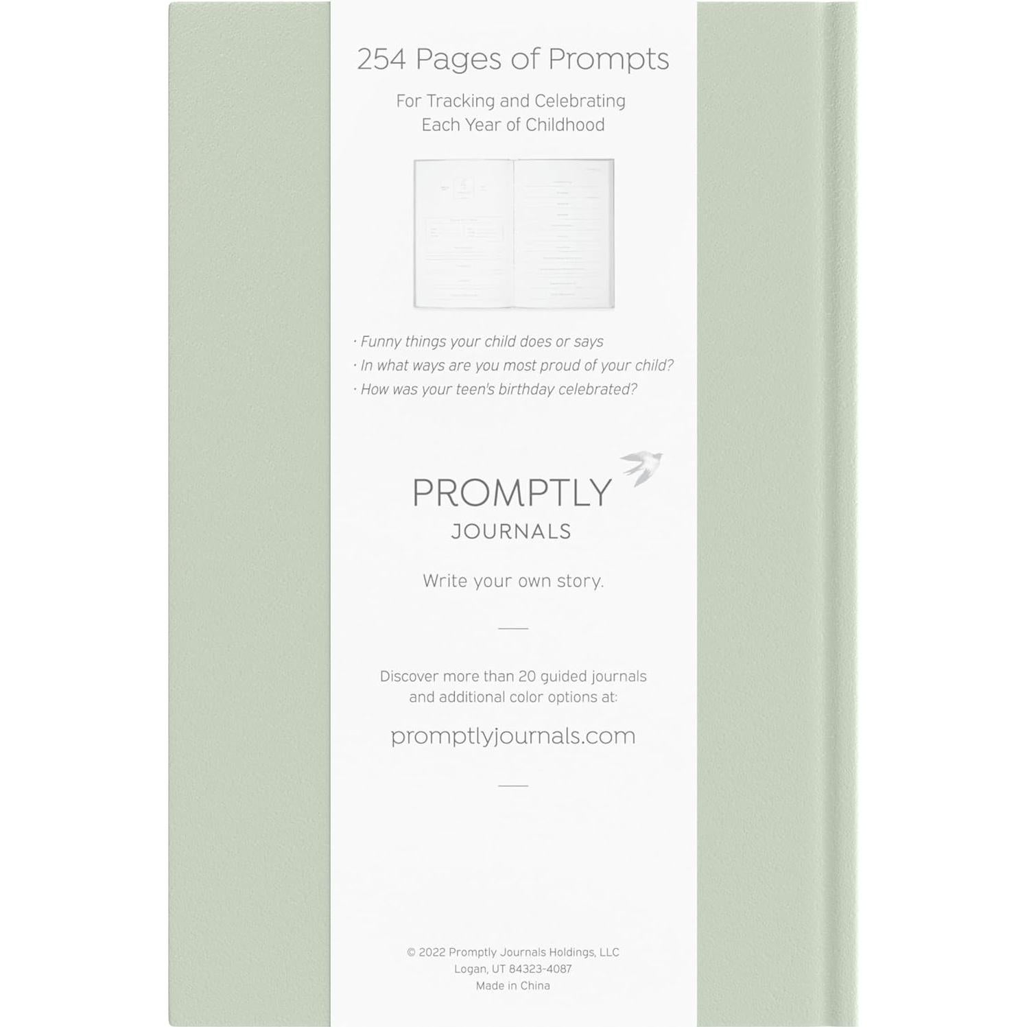 Diario de Embarazo y Recuerdos de Infancia Diarios Promptly - Verde Aloe, Cuero Sintético