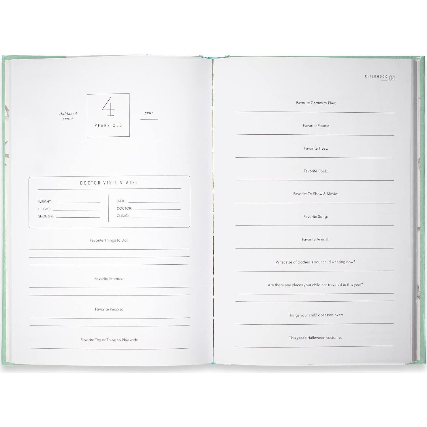 Diario de Embarazo y Recuerdos de Infancia Diarios Promptly - Verde Aloe, Cuero Sintético