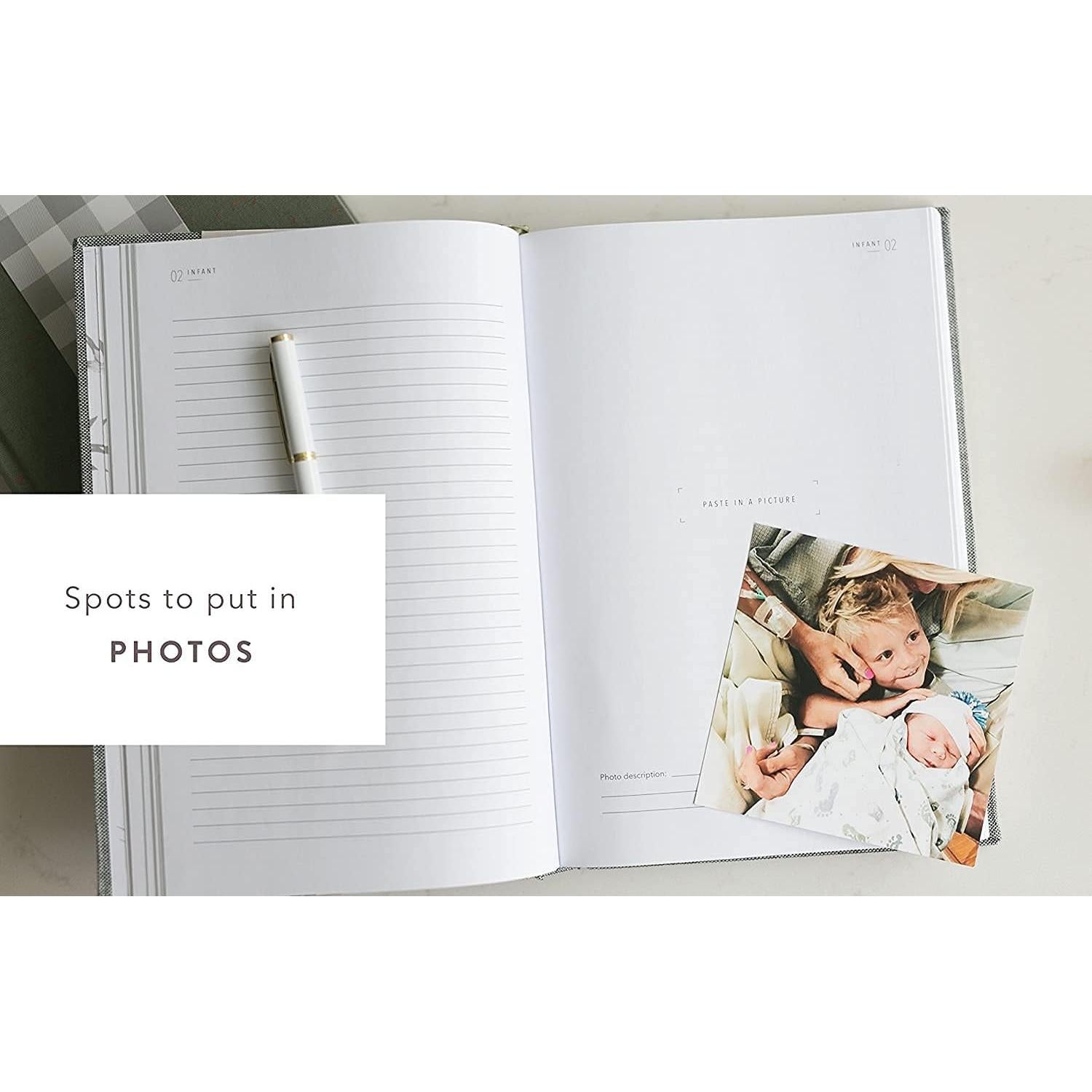 Diario de Embarazo y Recuerdos de Infancia Diarios Promptly - Verde Aloe, Cuero Sintético