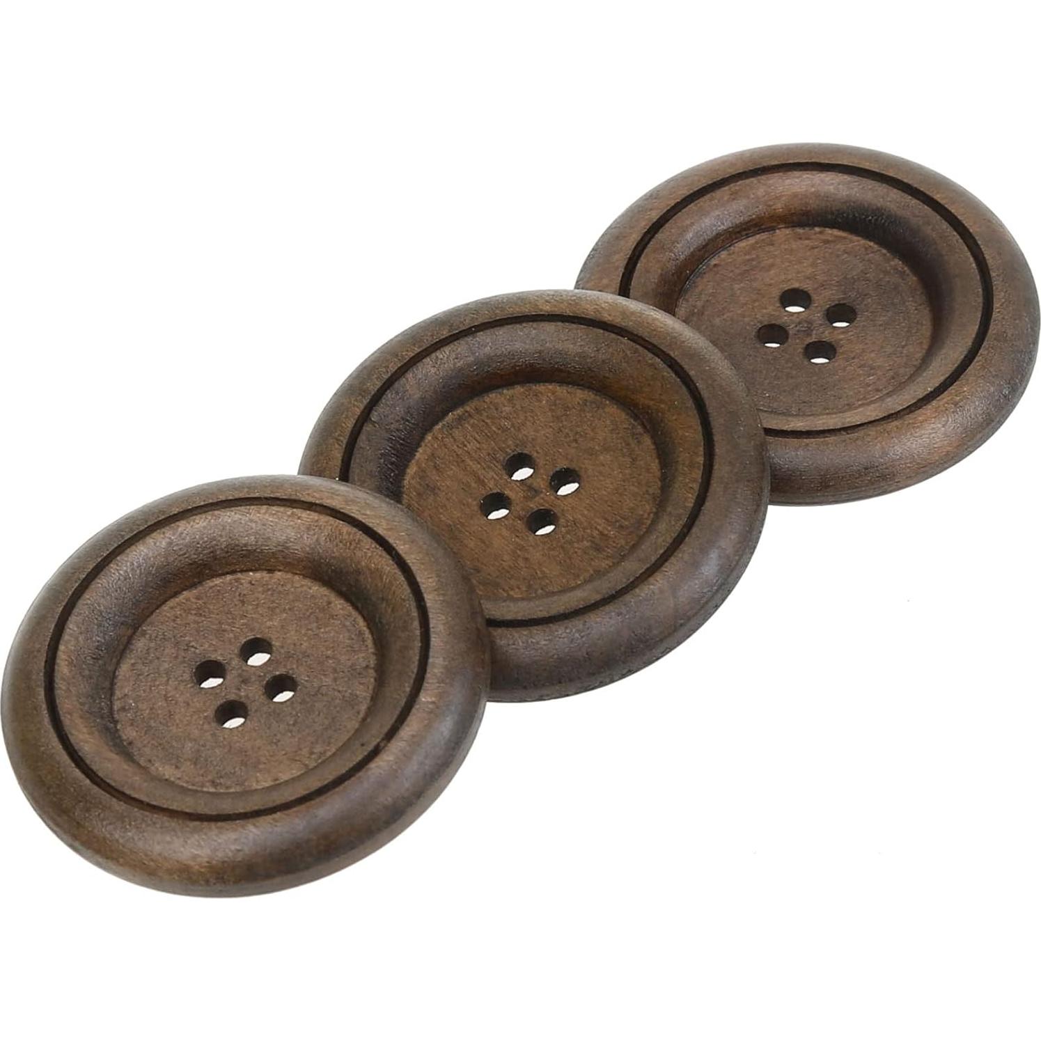 Botones Grandes de Madera COTOWIN 40mm para Costura DIY - Paquete de 10