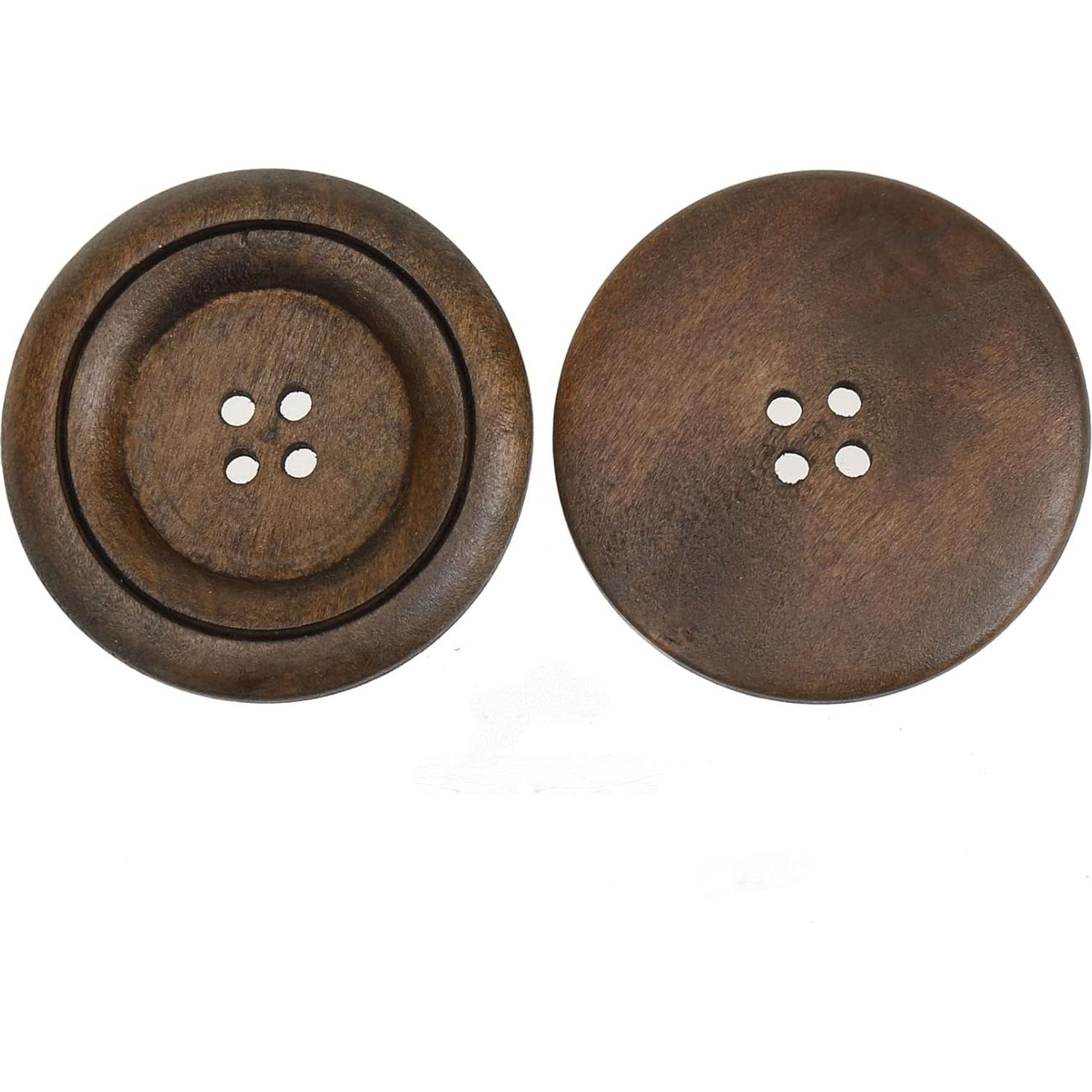 Botones Grandes de Madera COTOWIN 40mm para Costura DIY - Paquete de 10