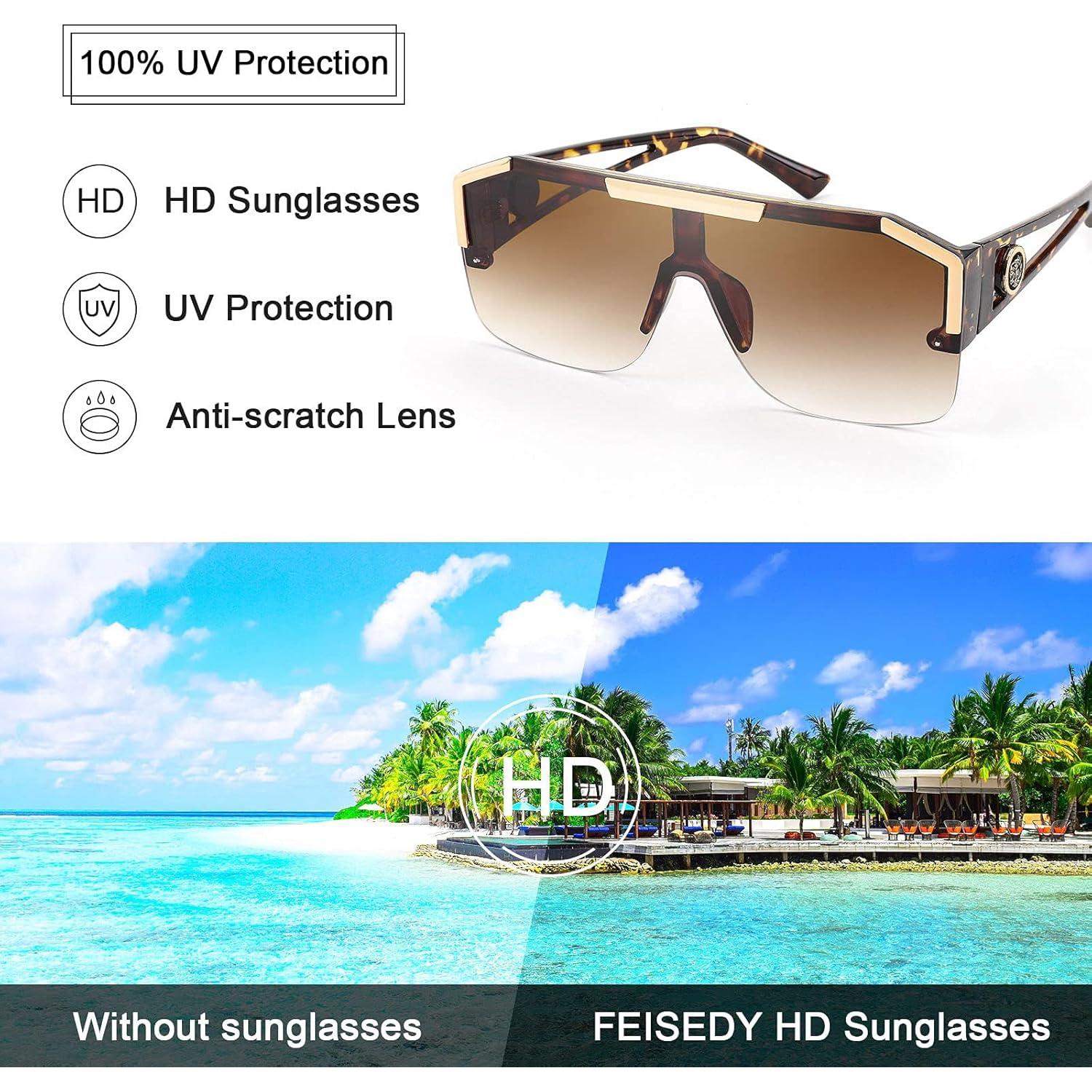 Gafas de Sol FEISEDY Cuadradas UV400 para Mujeres y Hombres