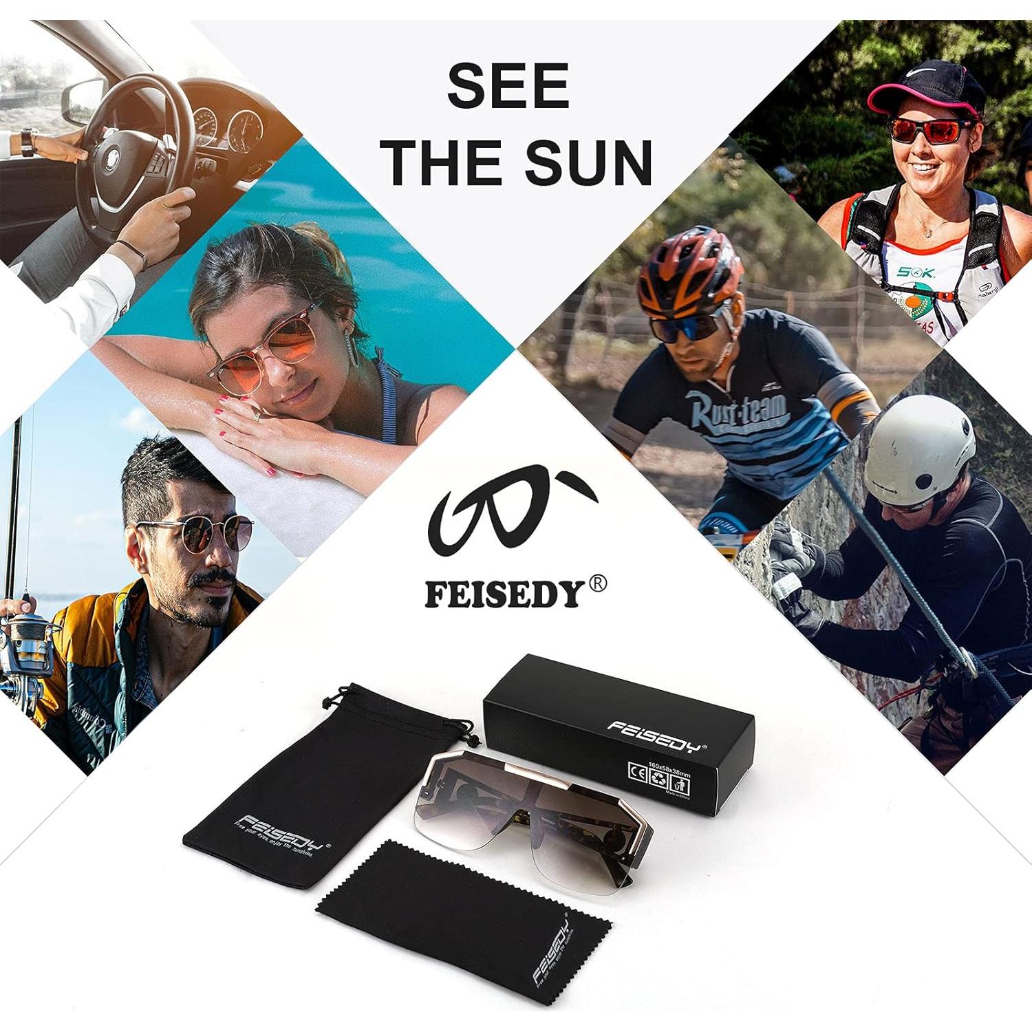 Gafas de Sol FEISEDY Cuadradas UV400 para Mujeres y Hombres