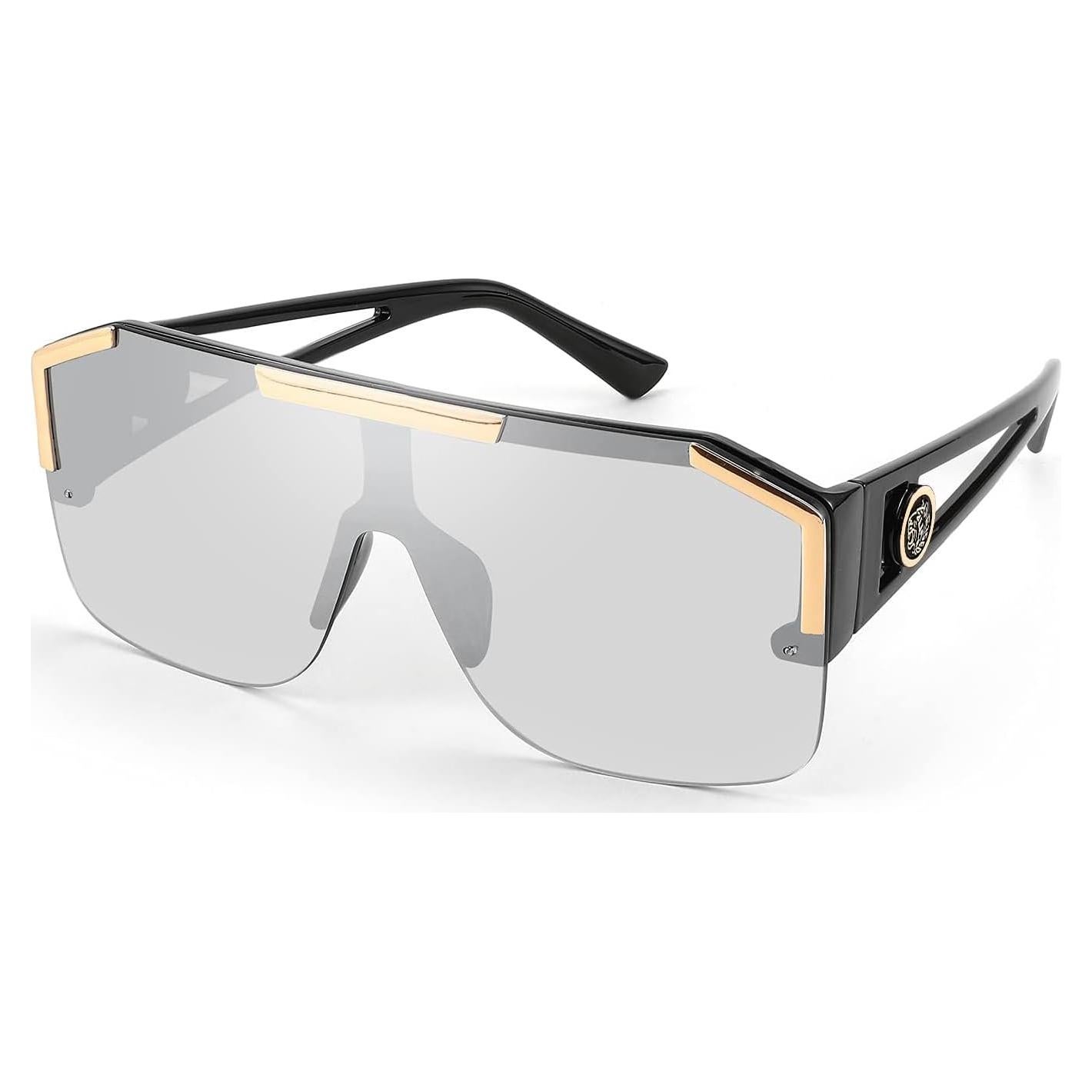 Gafas de Sol FEISEDY Cuadradas UV400 Marco Negro Lente Gris